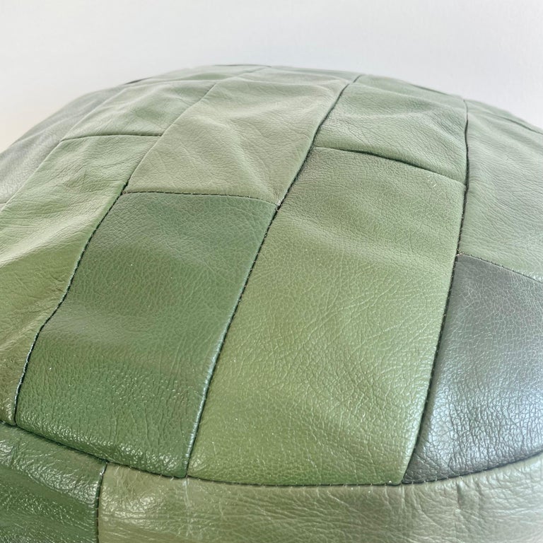 De Sede Moss Green Leather Patchwork Ottoman, 1970s Switzerland