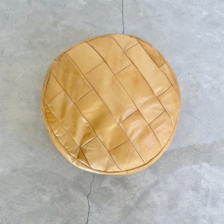 De Sede Deep Tan Leather Patchwork Ottoman, 1970s Switzerland