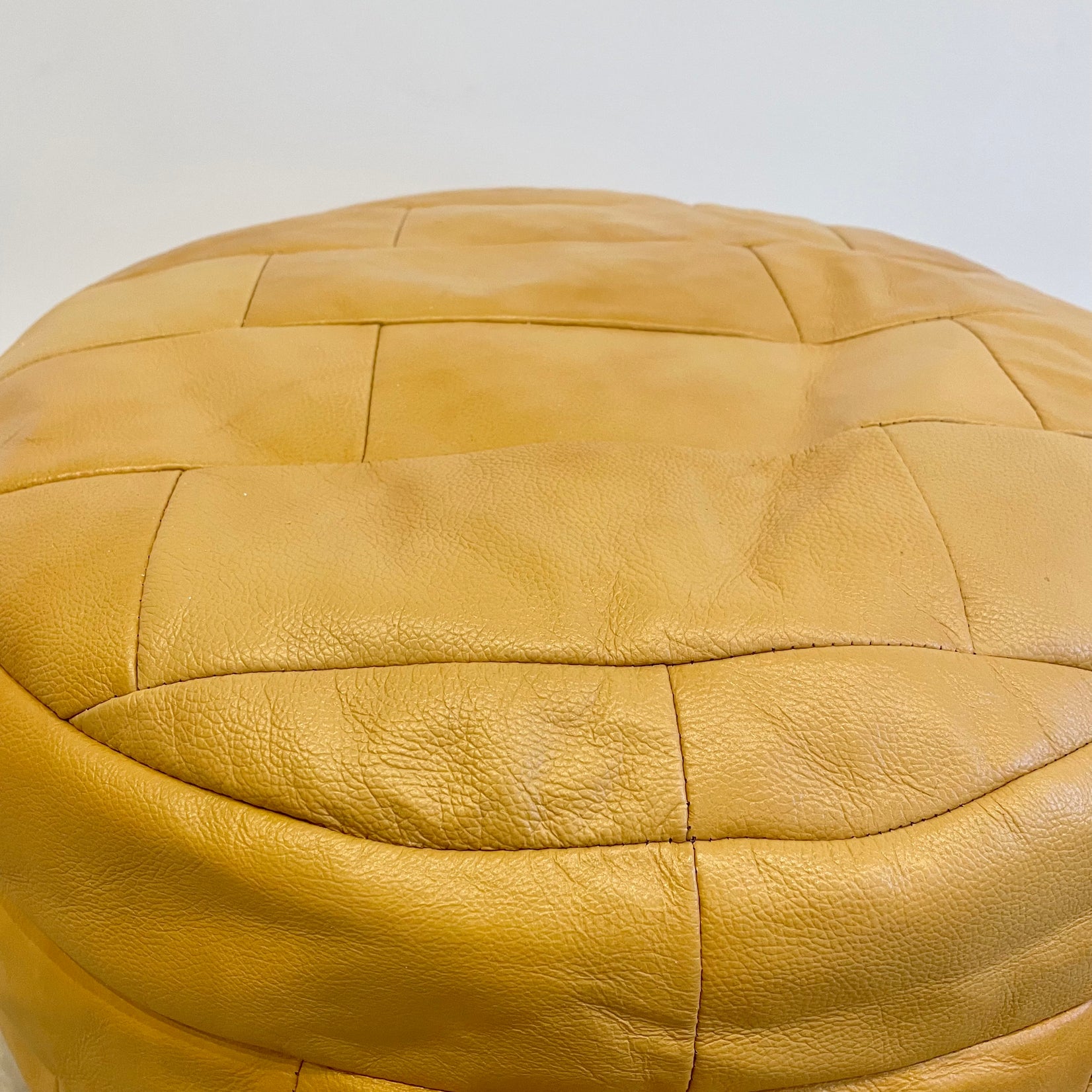De Sede Golden Brown Leather Patchwork Ottoman, 1970s Switzerland