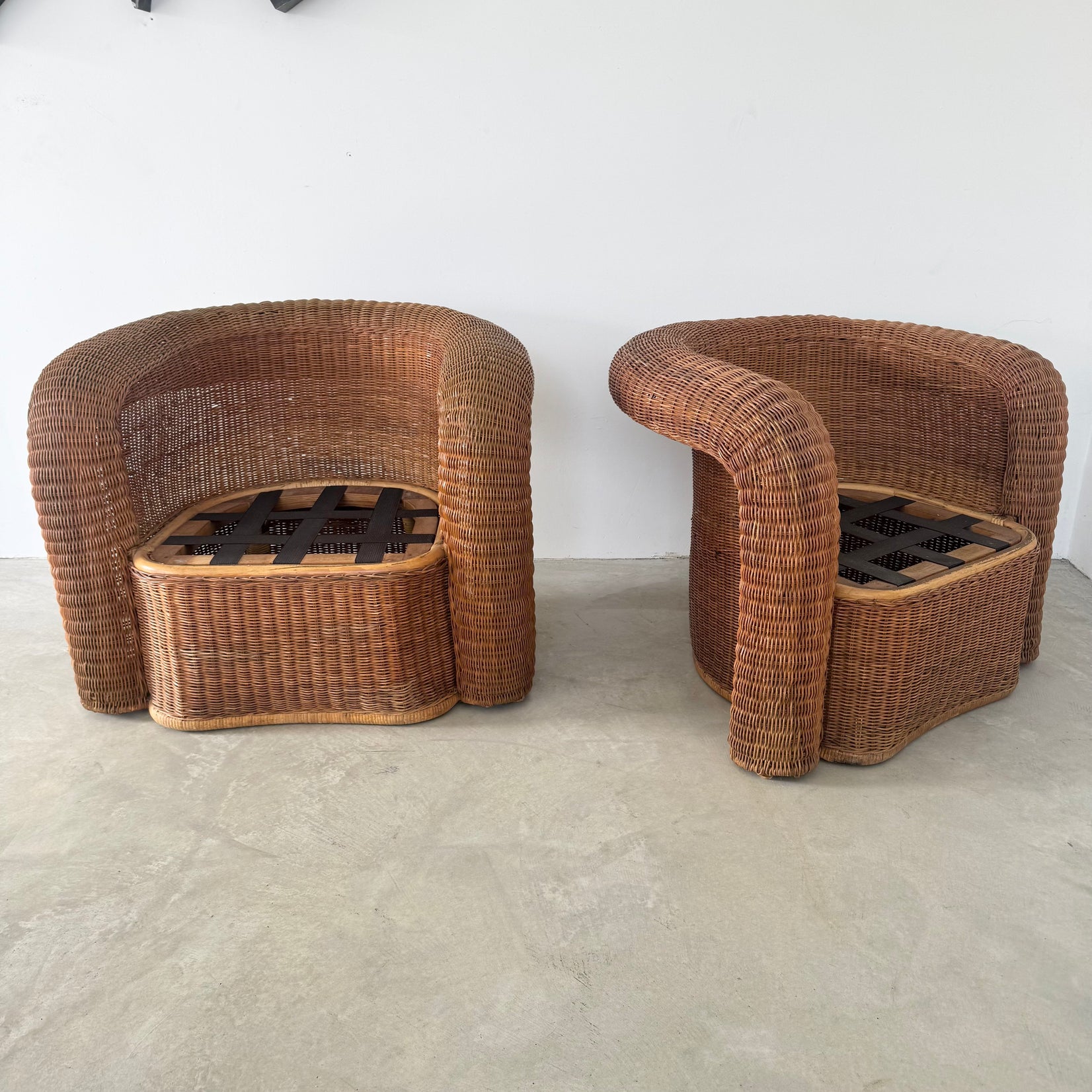 Sculptural Wicker Armchairs