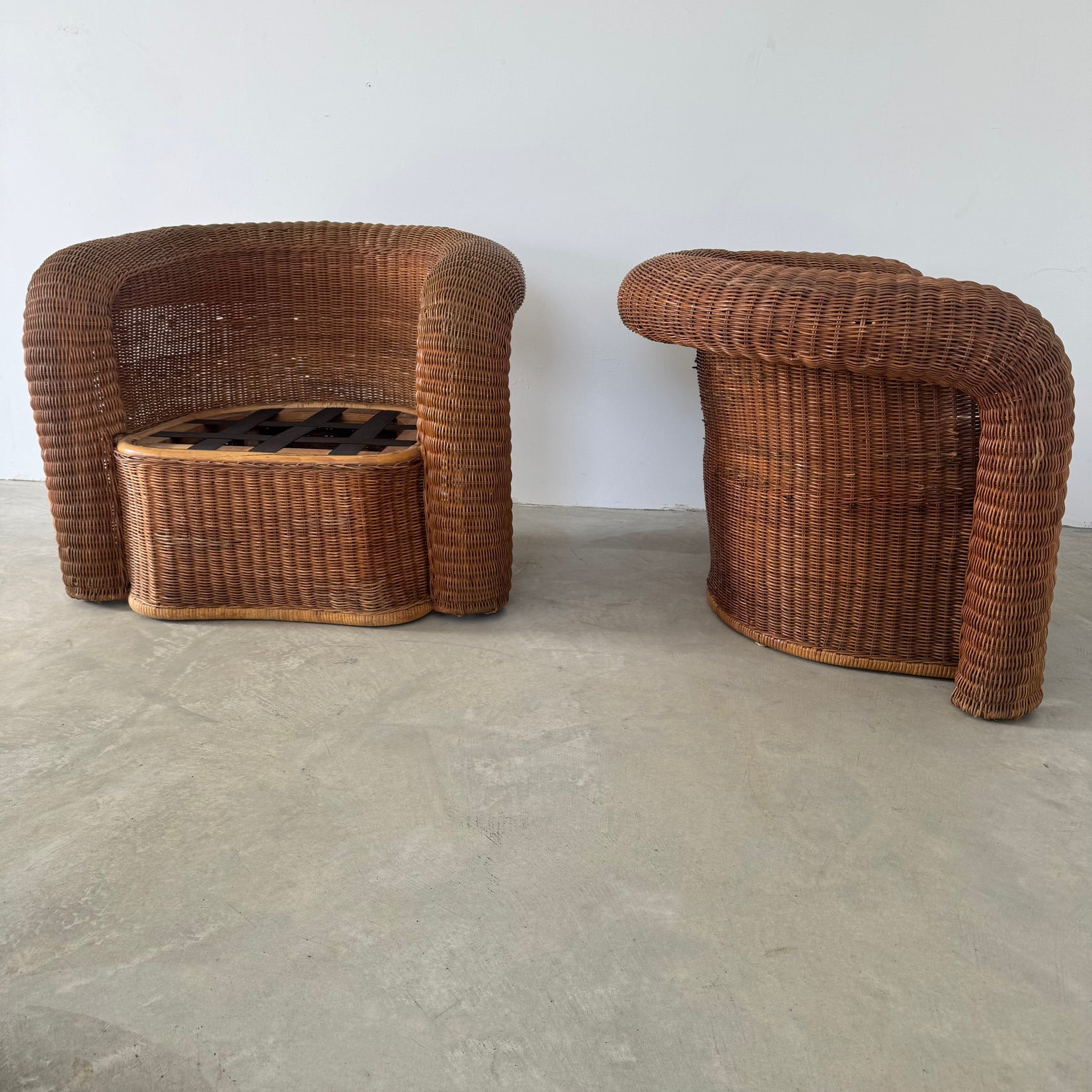 Sculptural Wicker Armchairs