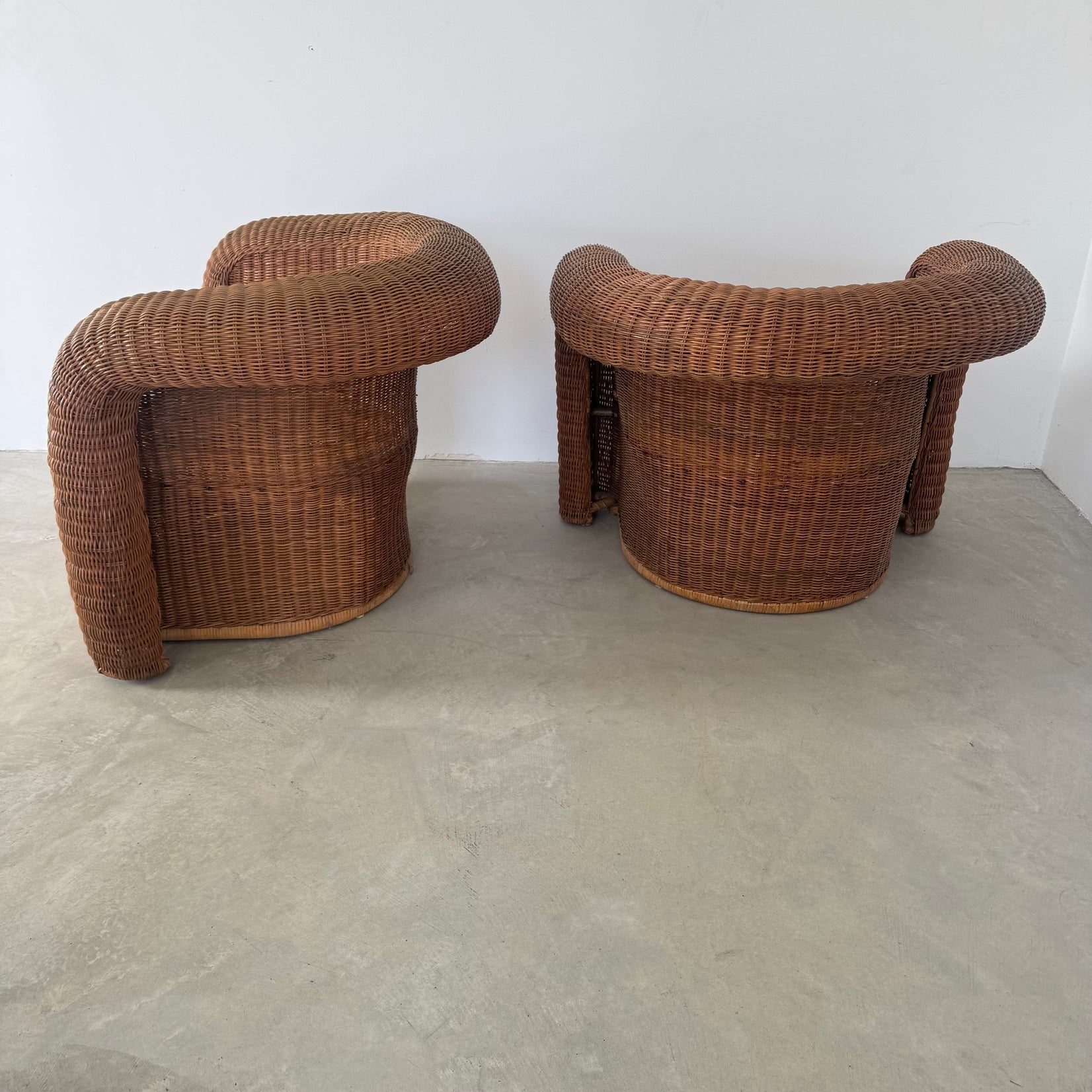 Sculptural Wicker Armchairs