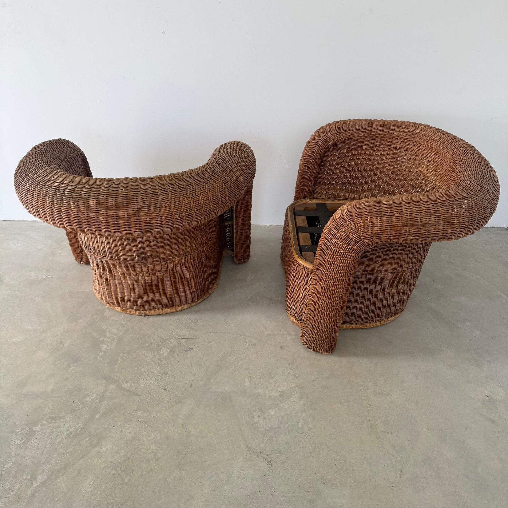Sculptural Wicker Armchairs