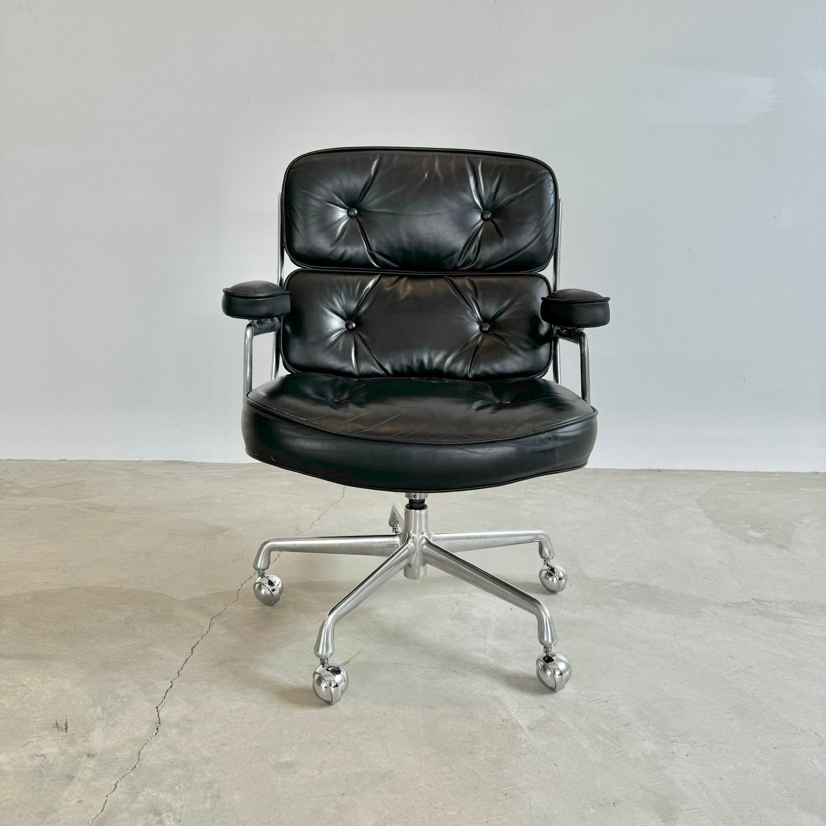 Eames Time Life Chair in Black Leather for Herman Miller