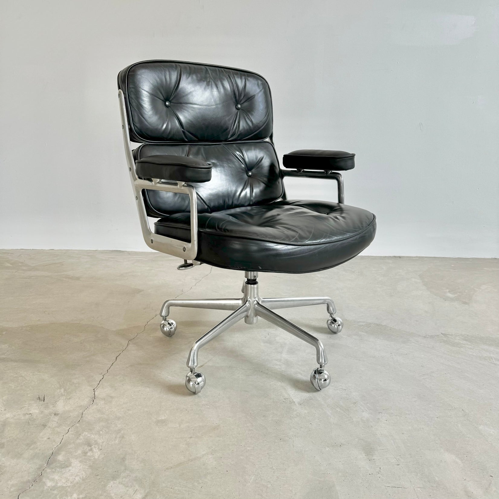 Eames Time Life Chair in Black Leather for Herman Miller