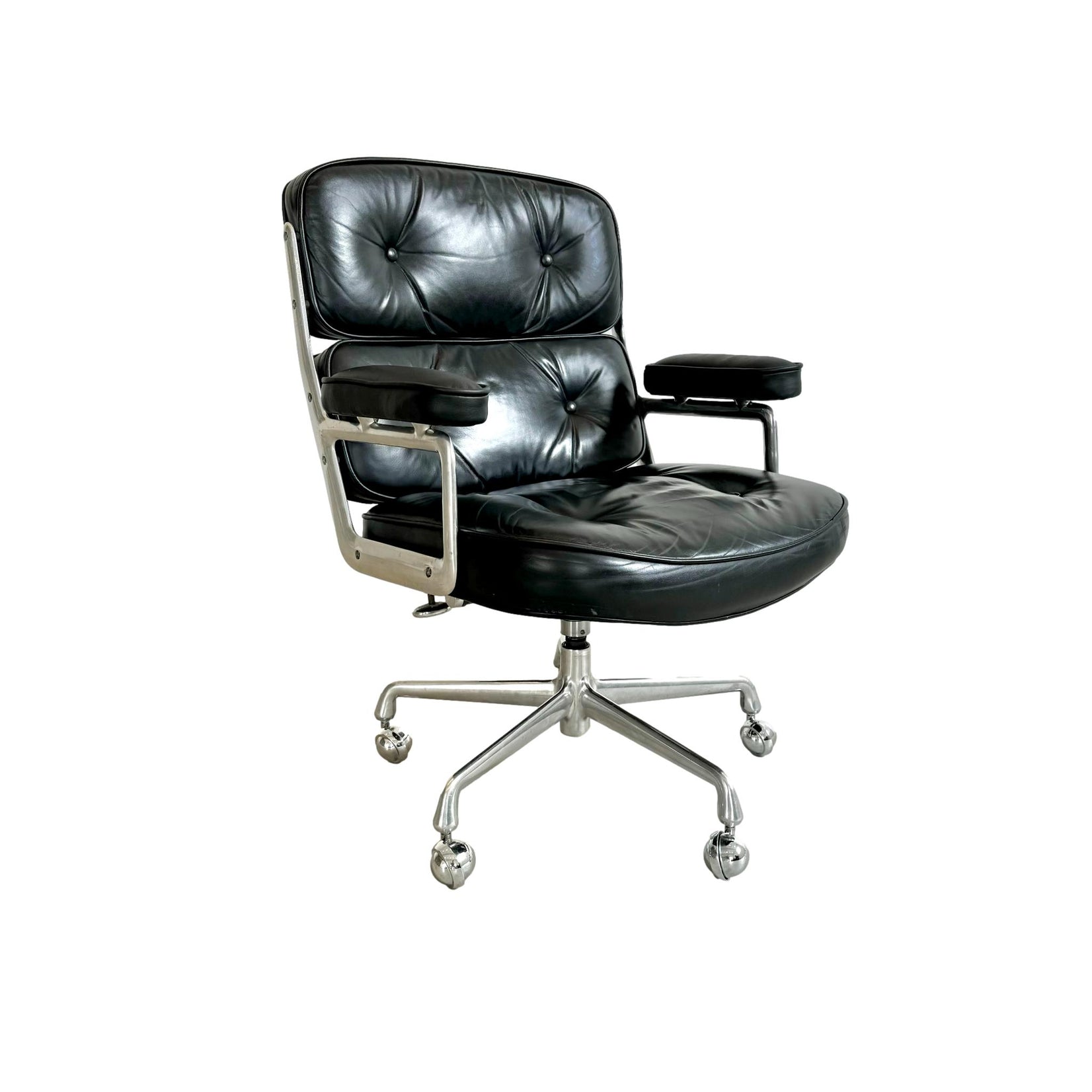 Eames Time Life Chair in Black Leather for Herman Miller