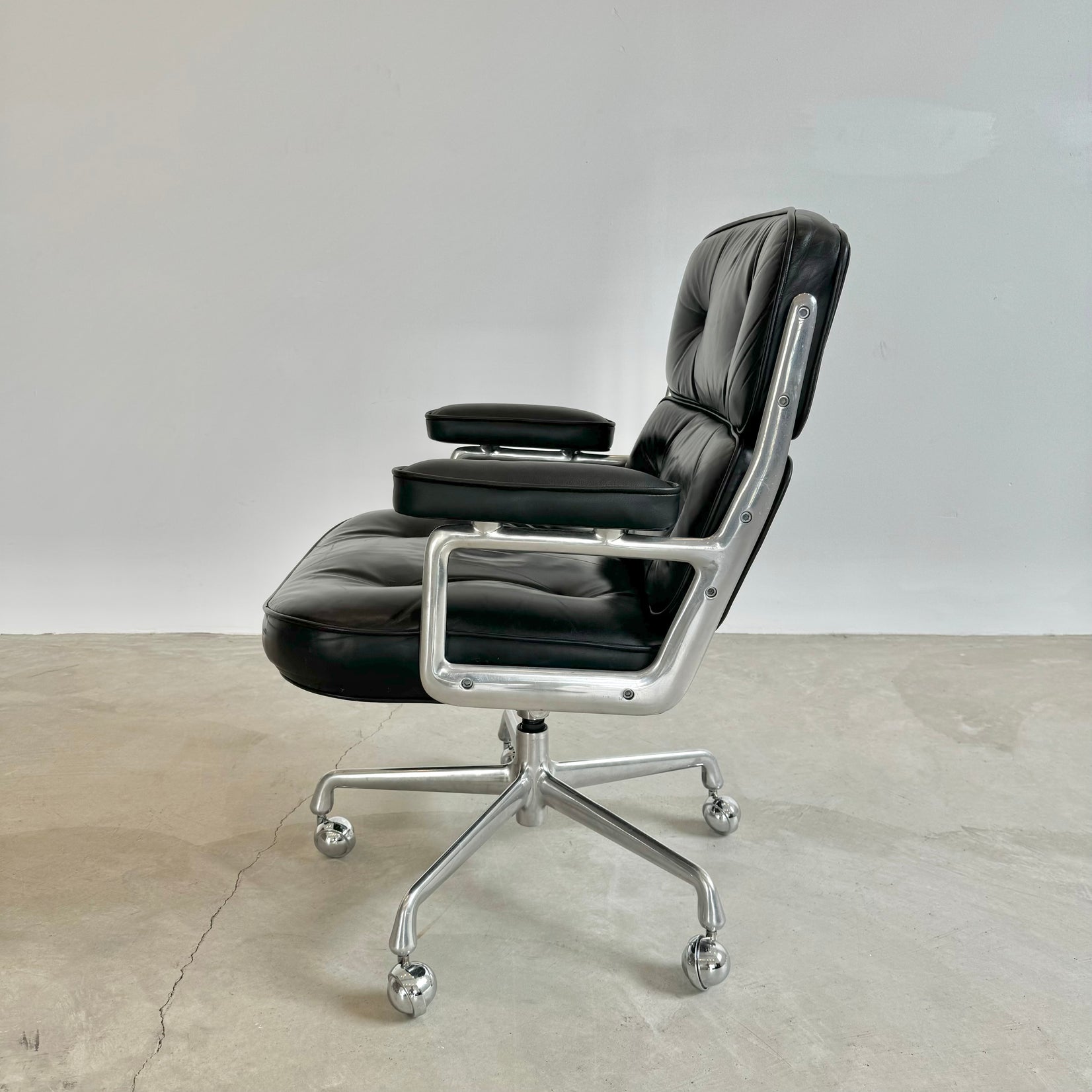 Eames Time Life Chair in Black Leather for Herman Miller