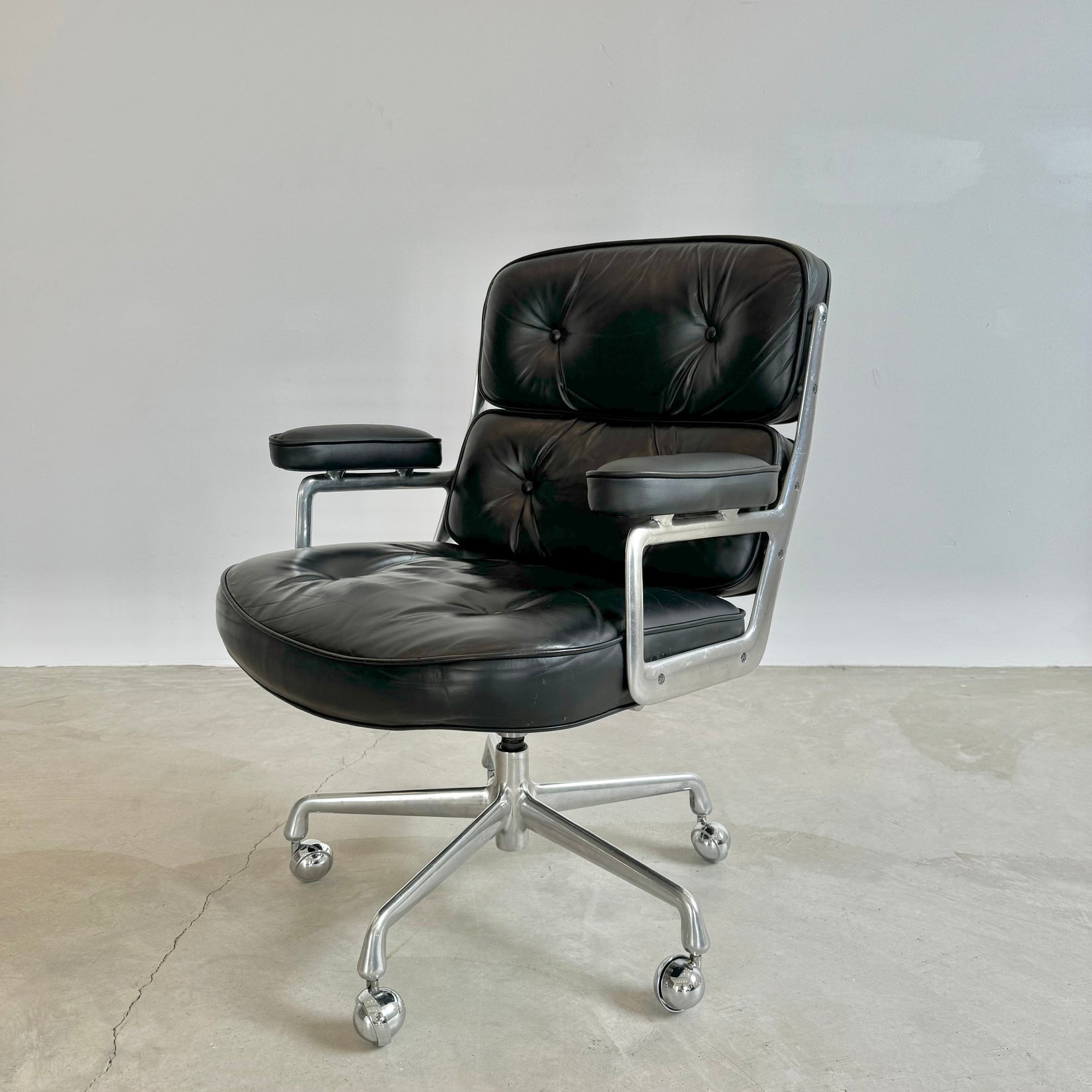 Eames Time Life Chair in Black Leather for Herman Miller