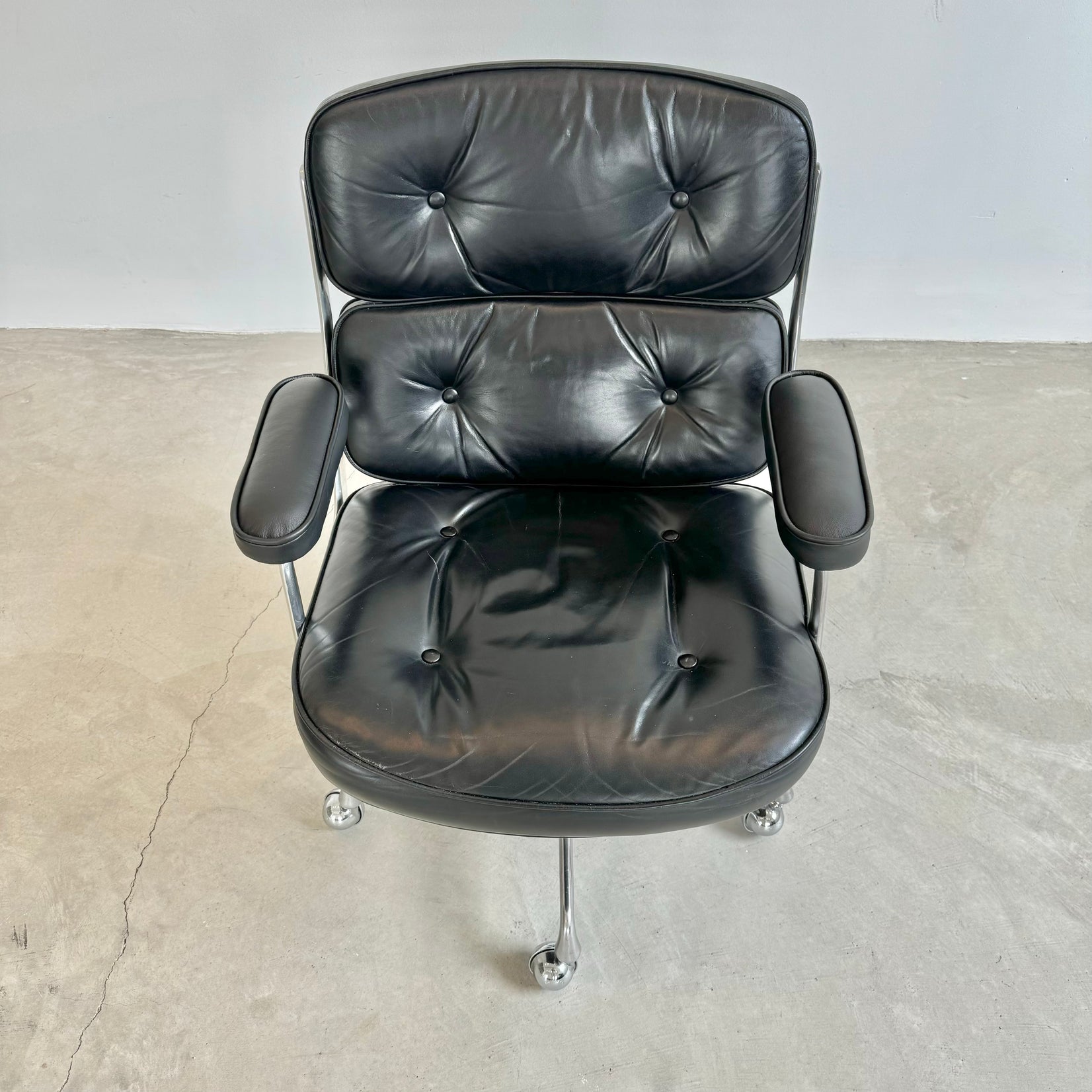 Eames Time Life Chair in Black Leather for Herman Miller