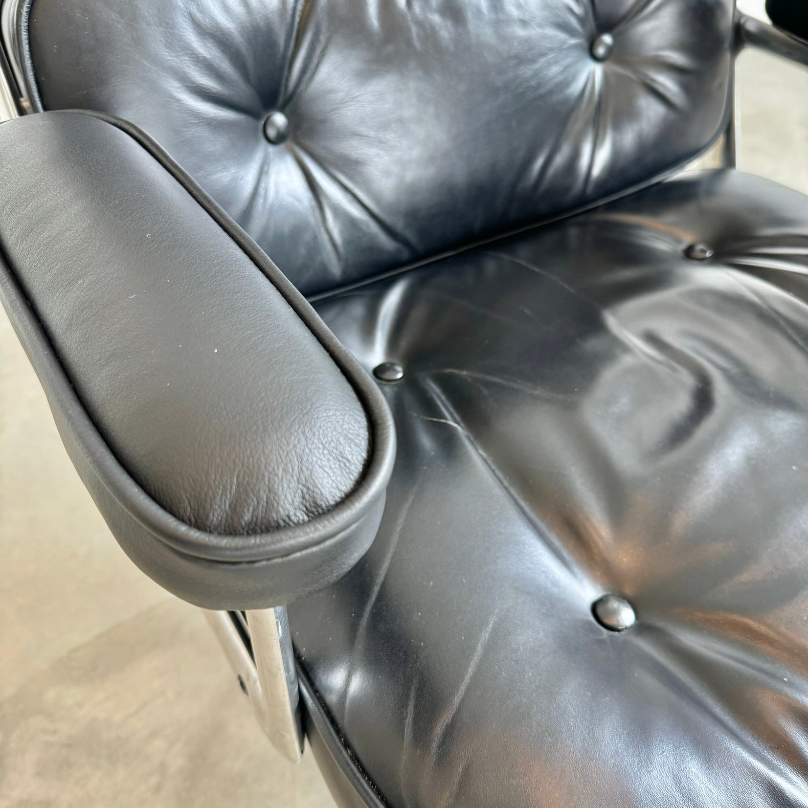 Eames Time Life Chair in Black Leather for Herman Miller