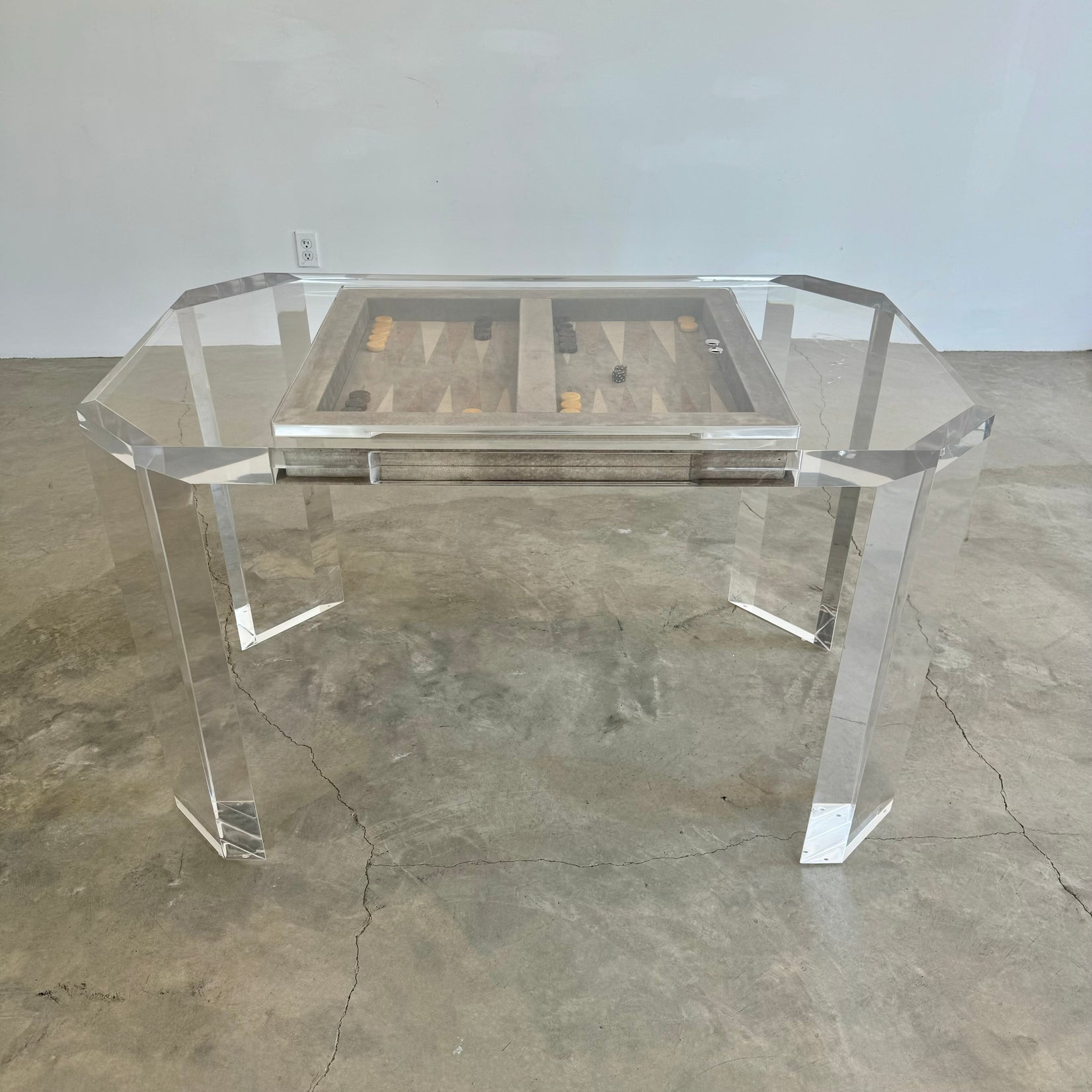 Lucite and Suede Backgammon Table