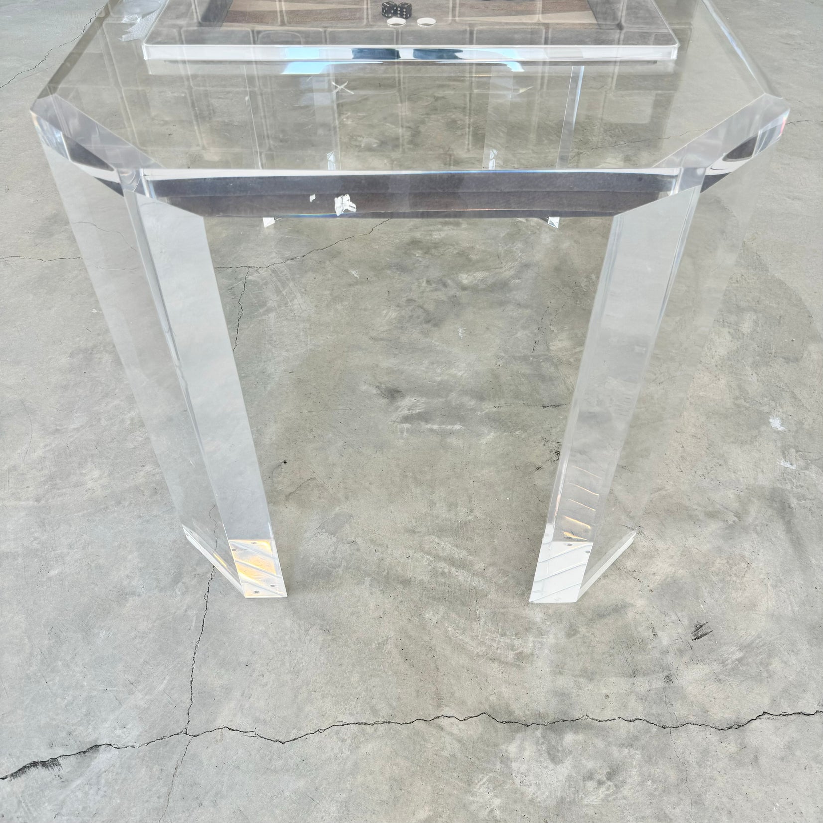 Lucite and Suede Backgammon Table