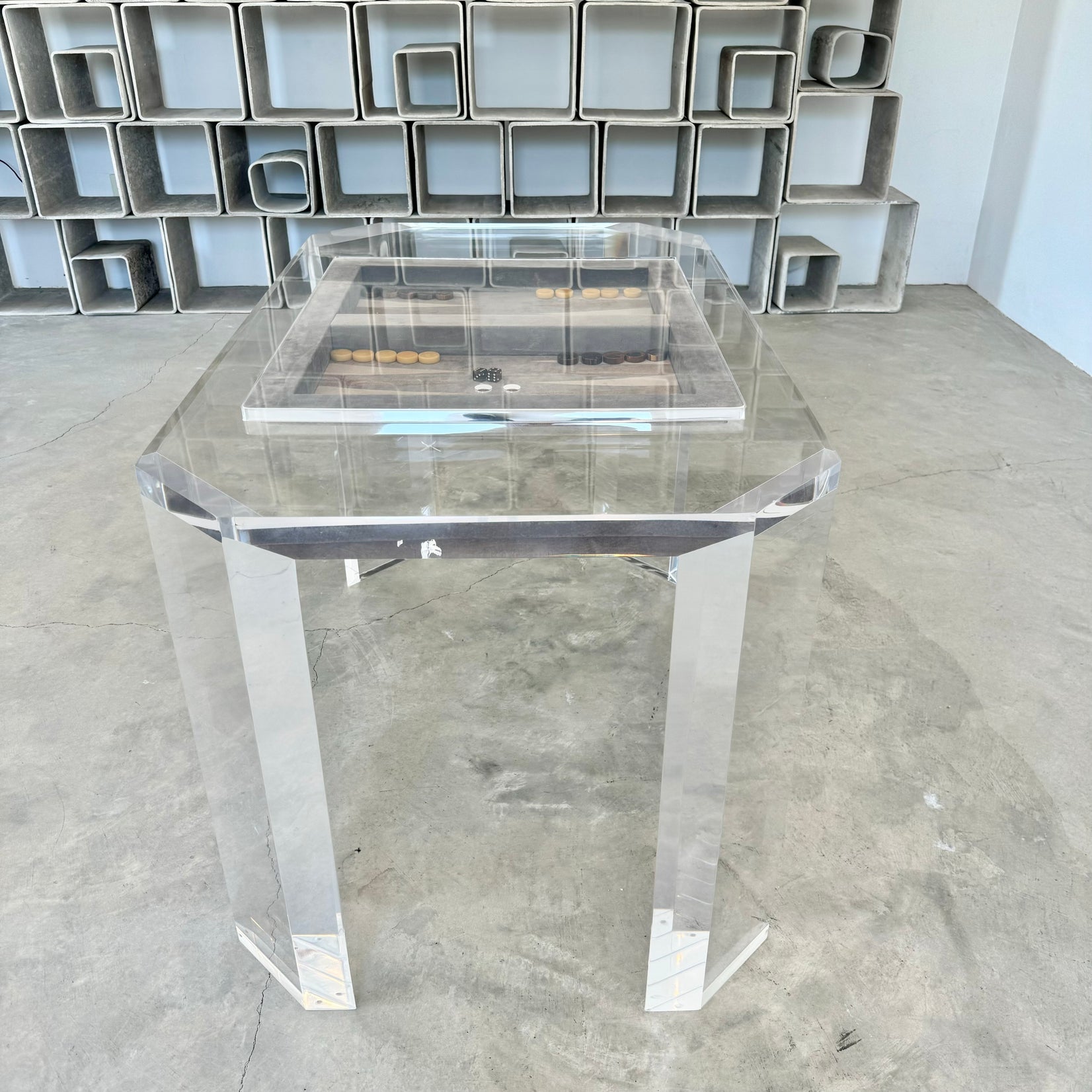 Lucite and Suede Backgammon Table