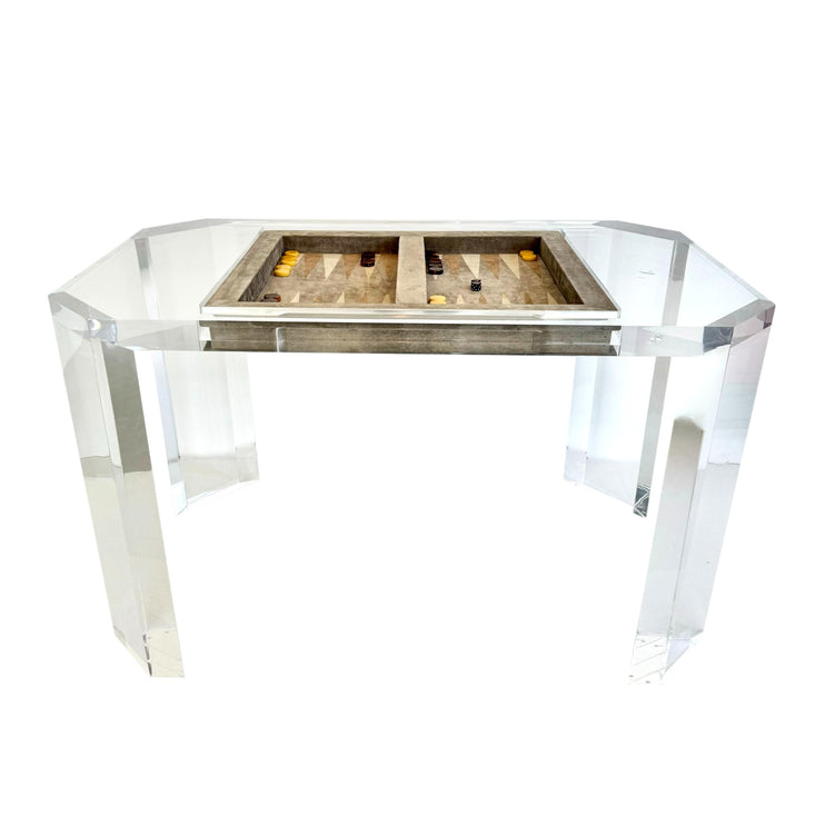 Lucite and Suede Backgammon Table