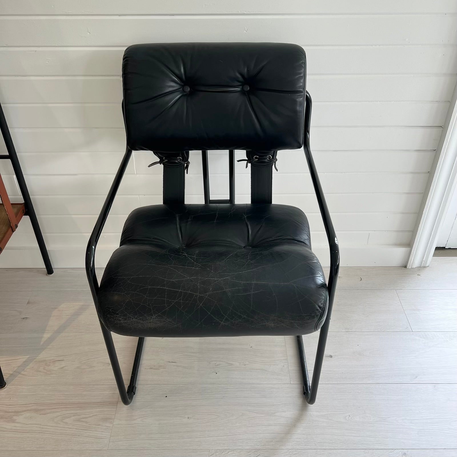 Set of 6 Black Leather Tucroma Dining Chairs
