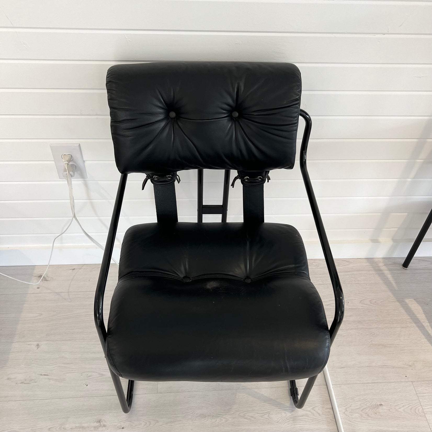 Set of 6 Black Leather Tucroma Dining Chairs