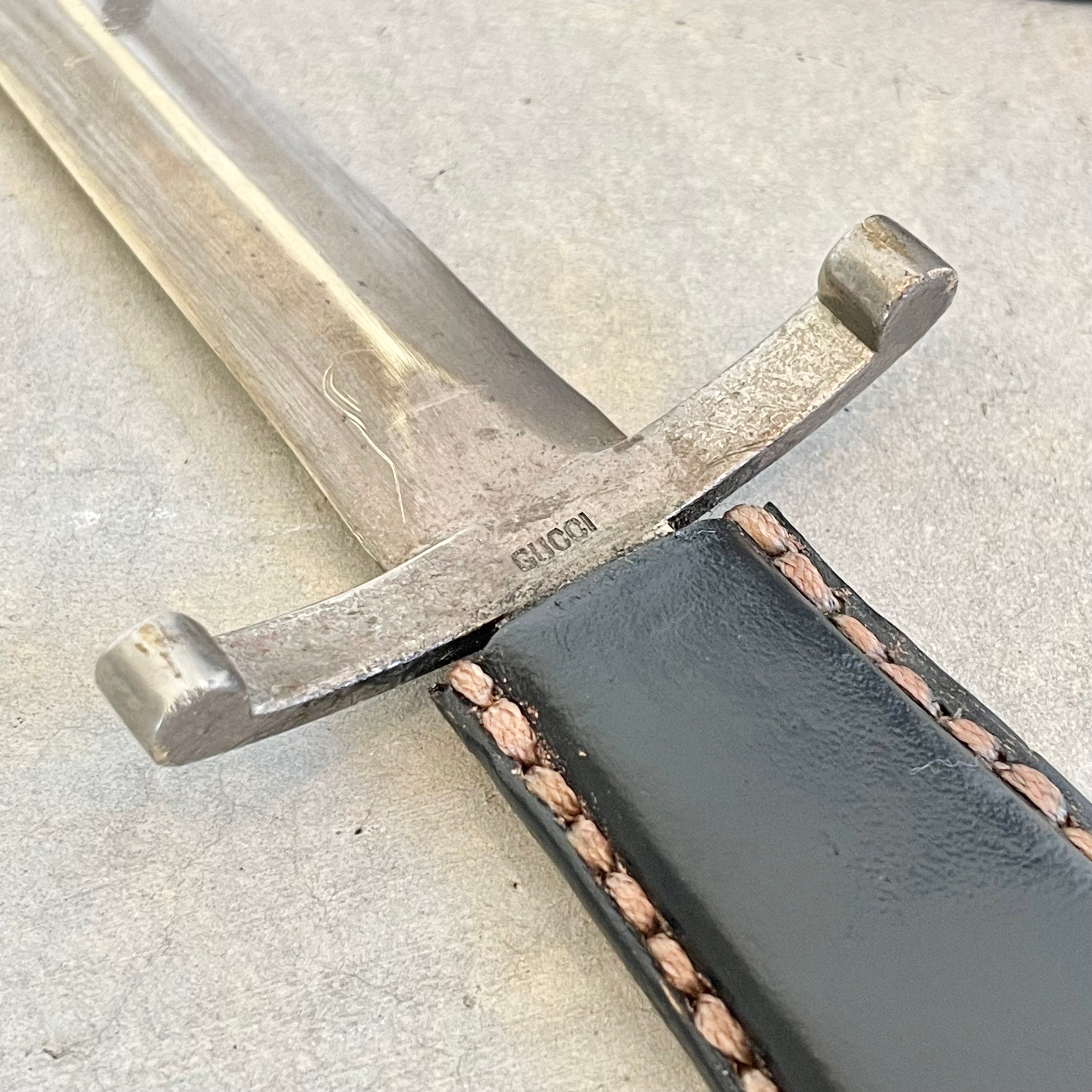 Gucci Letter Opener and Pen Holder in Leather, 1960s Italy