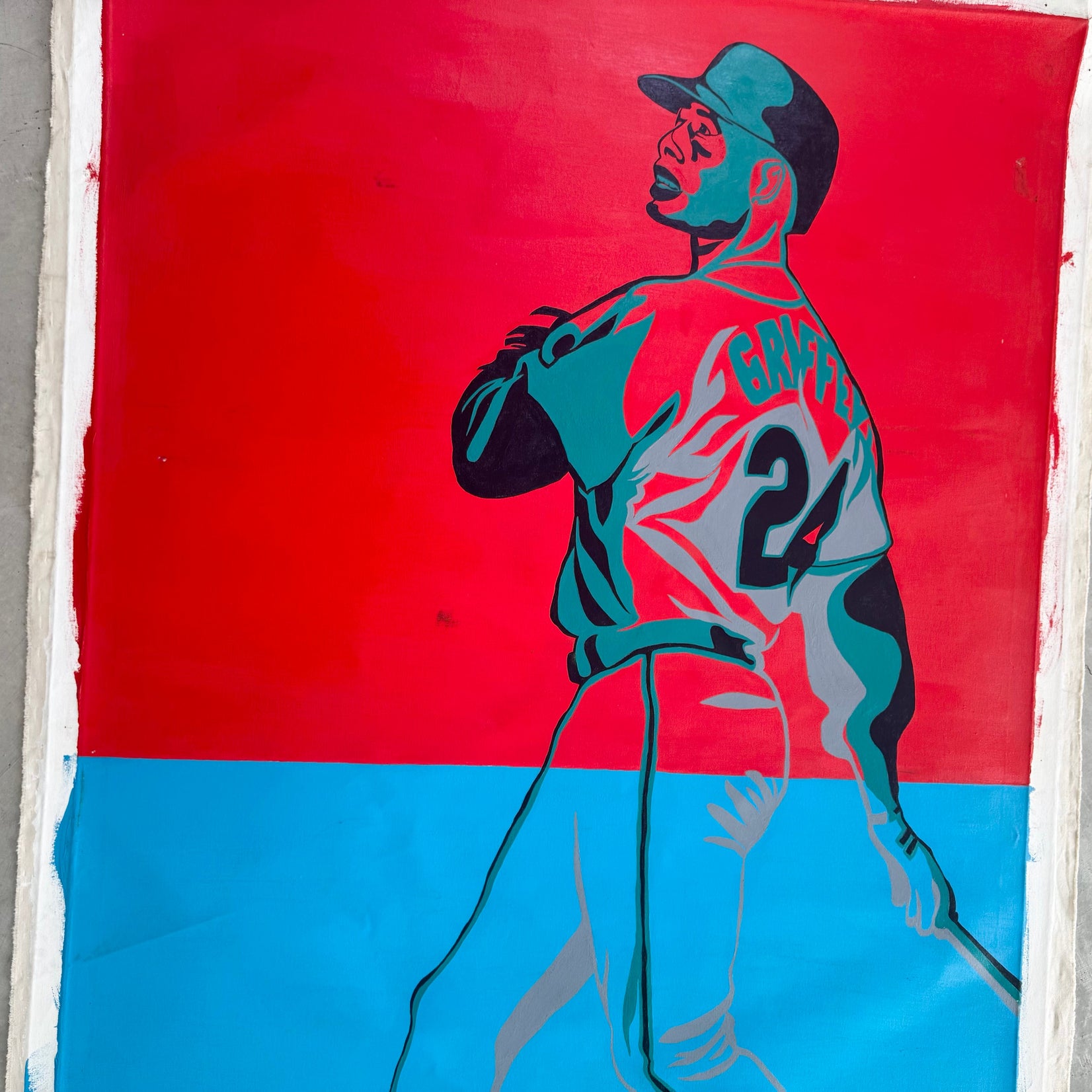 Color Block Oil Painting of Ken Griffey Jr.