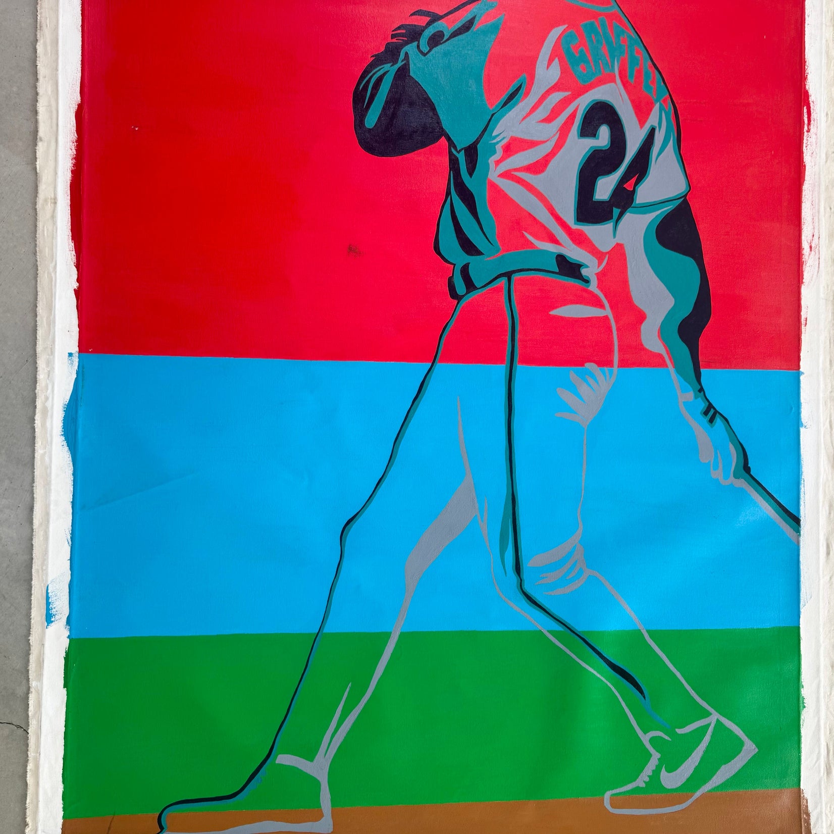 Color Block Oil Painting of Ken Griffey Jr.