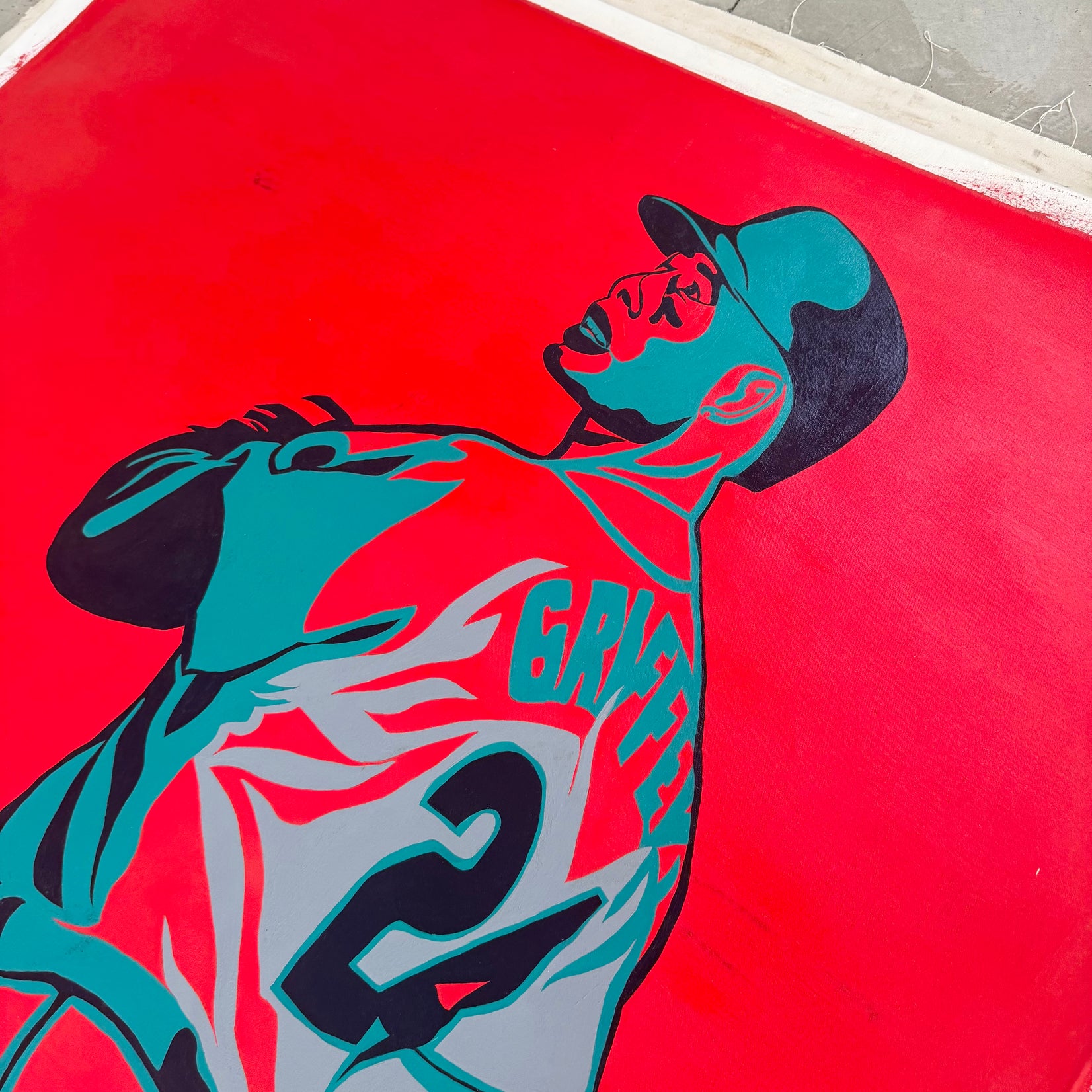 Color Block Oil Painting of Ken Griffey Jr.