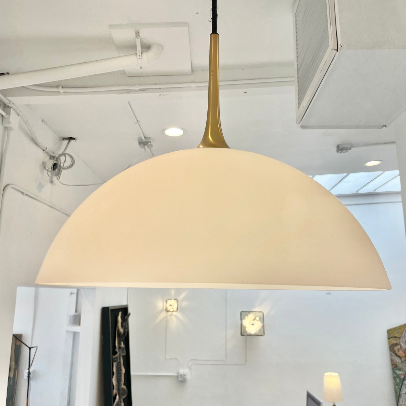 Florian Schulz Counter Balance Pendant with Frosted Glass Shade, Germany 1970s
