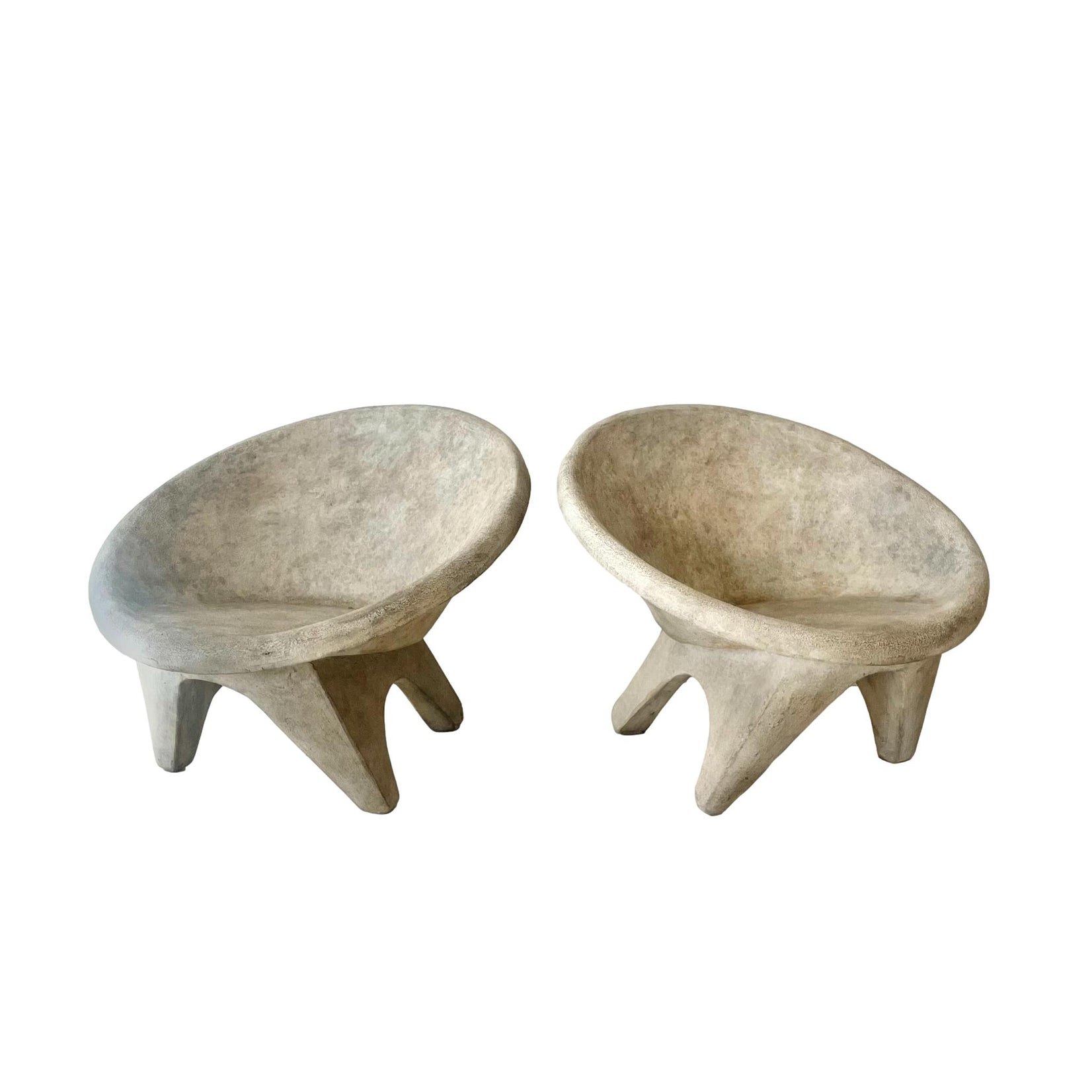 Pair of Sculptural Concrete Chairs by Merit Los Angeles