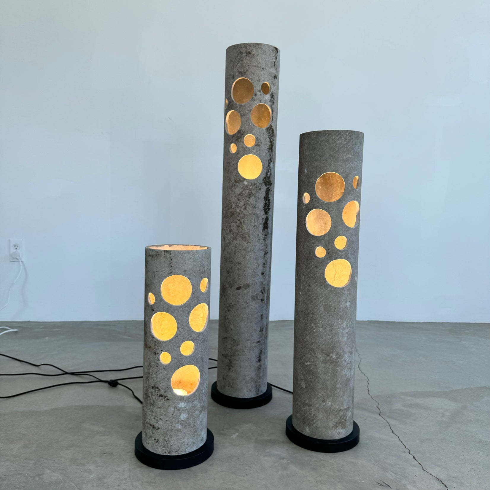 Set of 3 Concrete Table Lamps