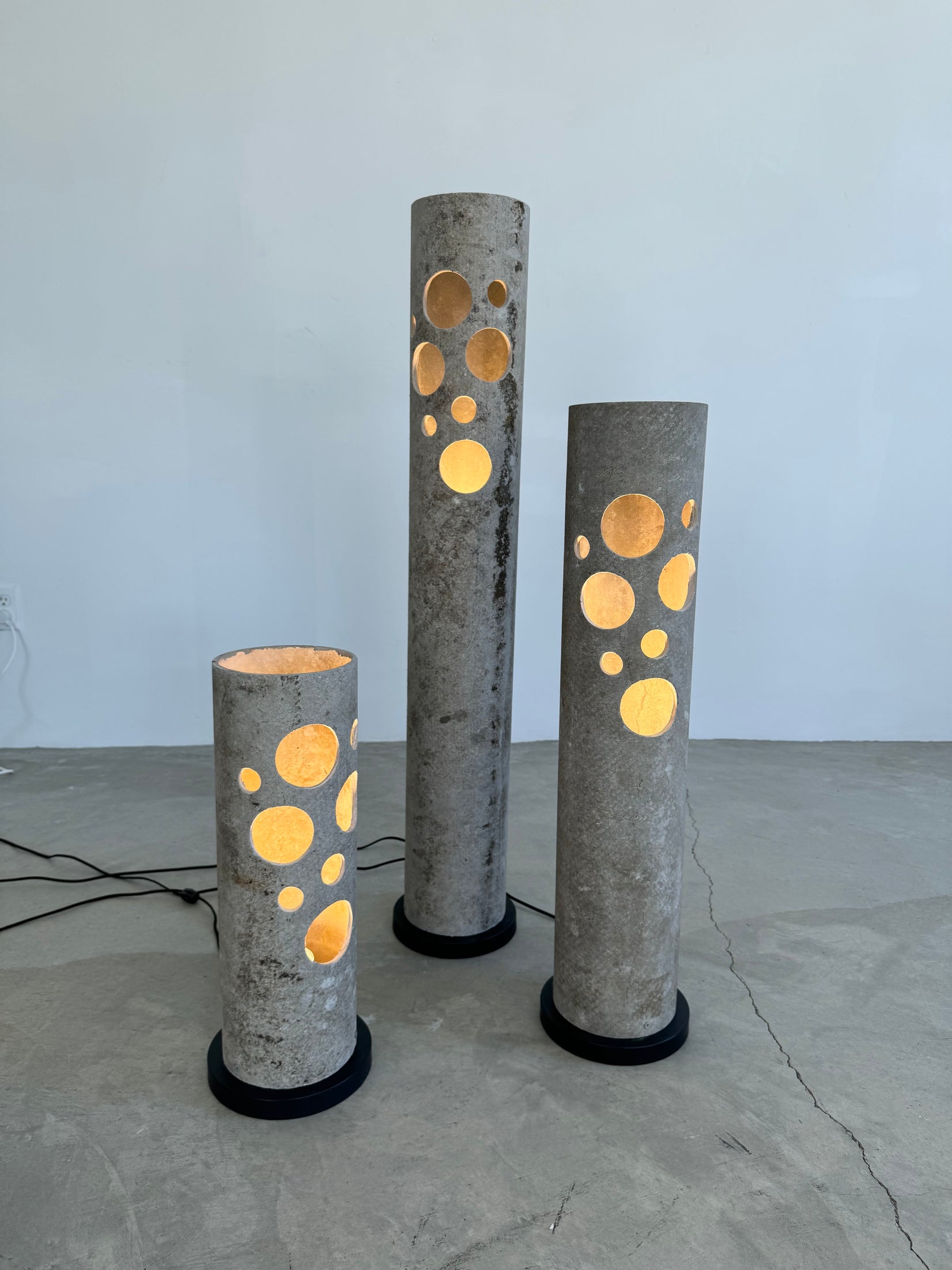 Set of 3 Concrete Table Lamps