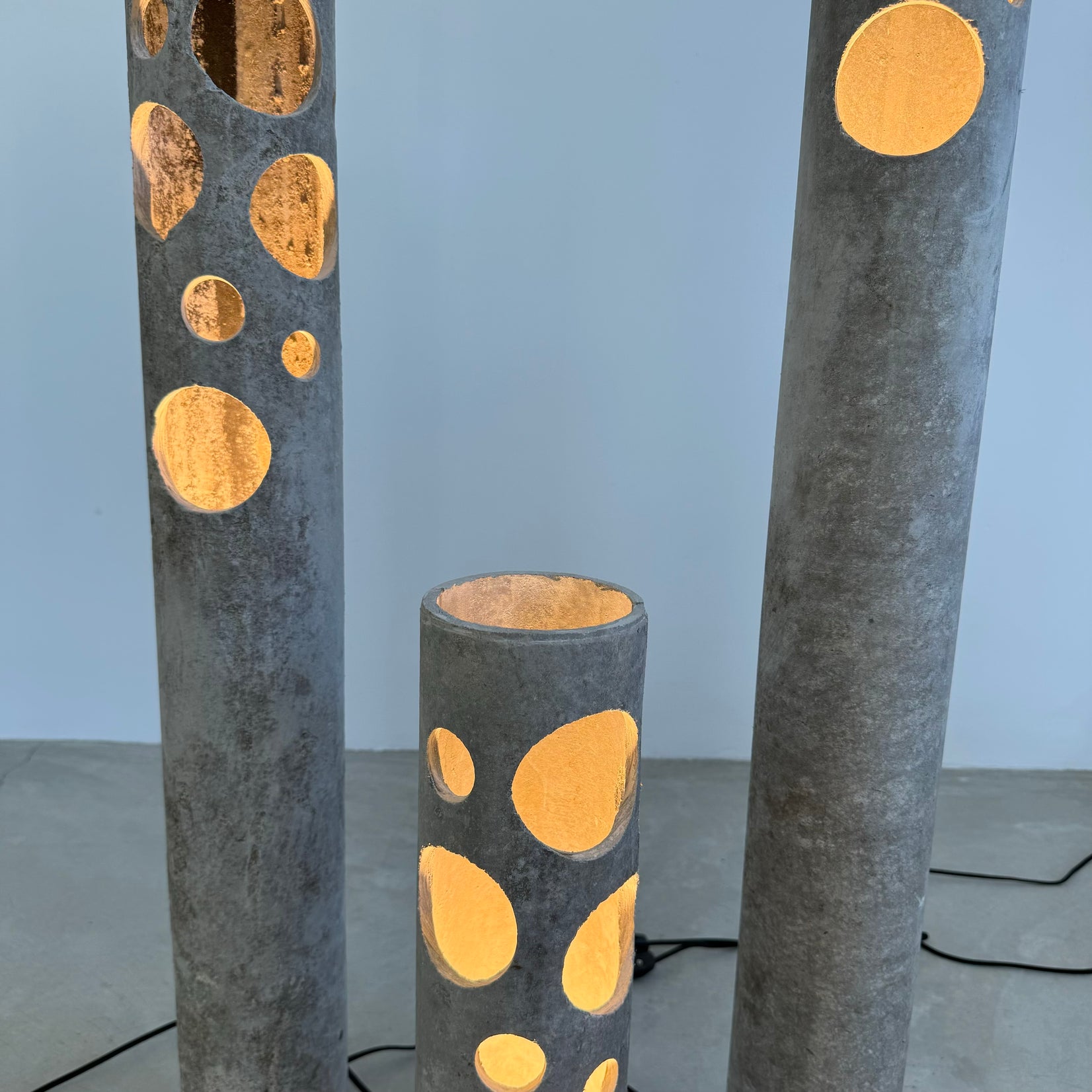 Set of 3 Concrete Table Lamps