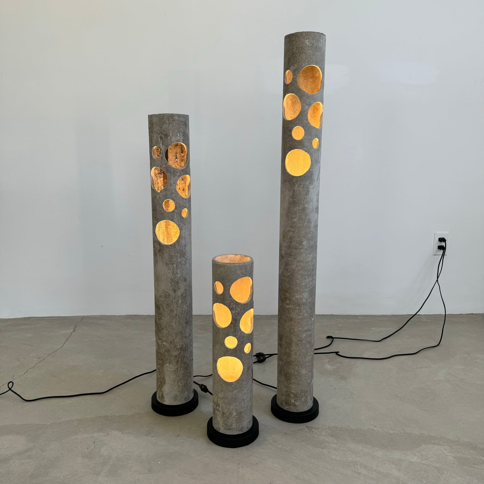 Set of 3 Concrete Table Lamps