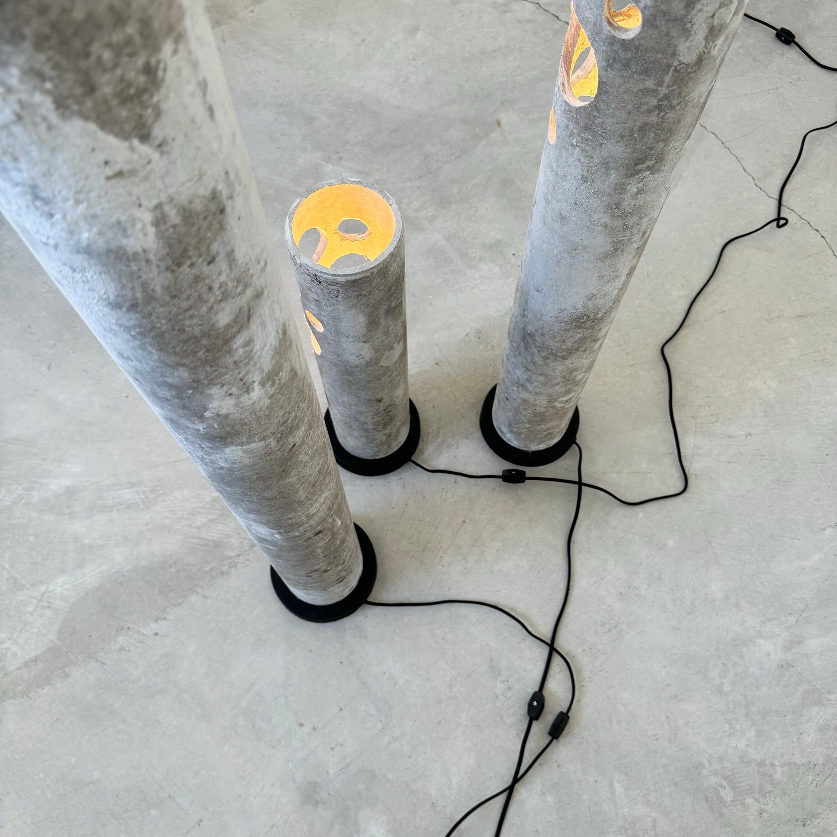 Set of 3 Concrete Table Lamps