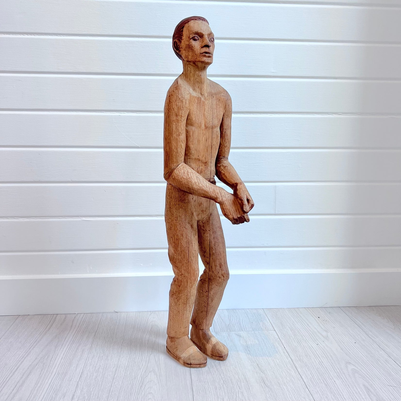 Antique Wooden Folk Art Male Figure, Early 20th century USA