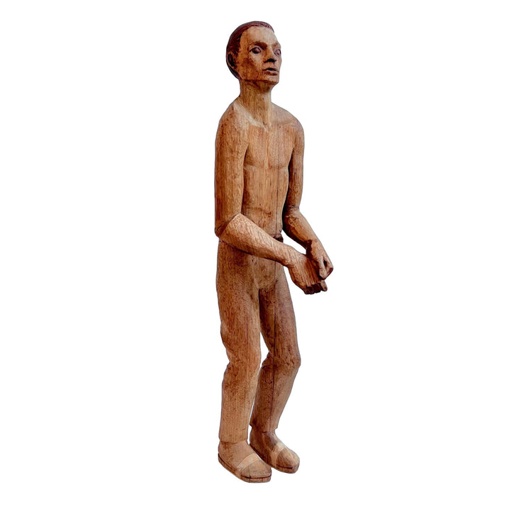 Antique Wooden Folk Art Male Figure, Early 20th century USA
