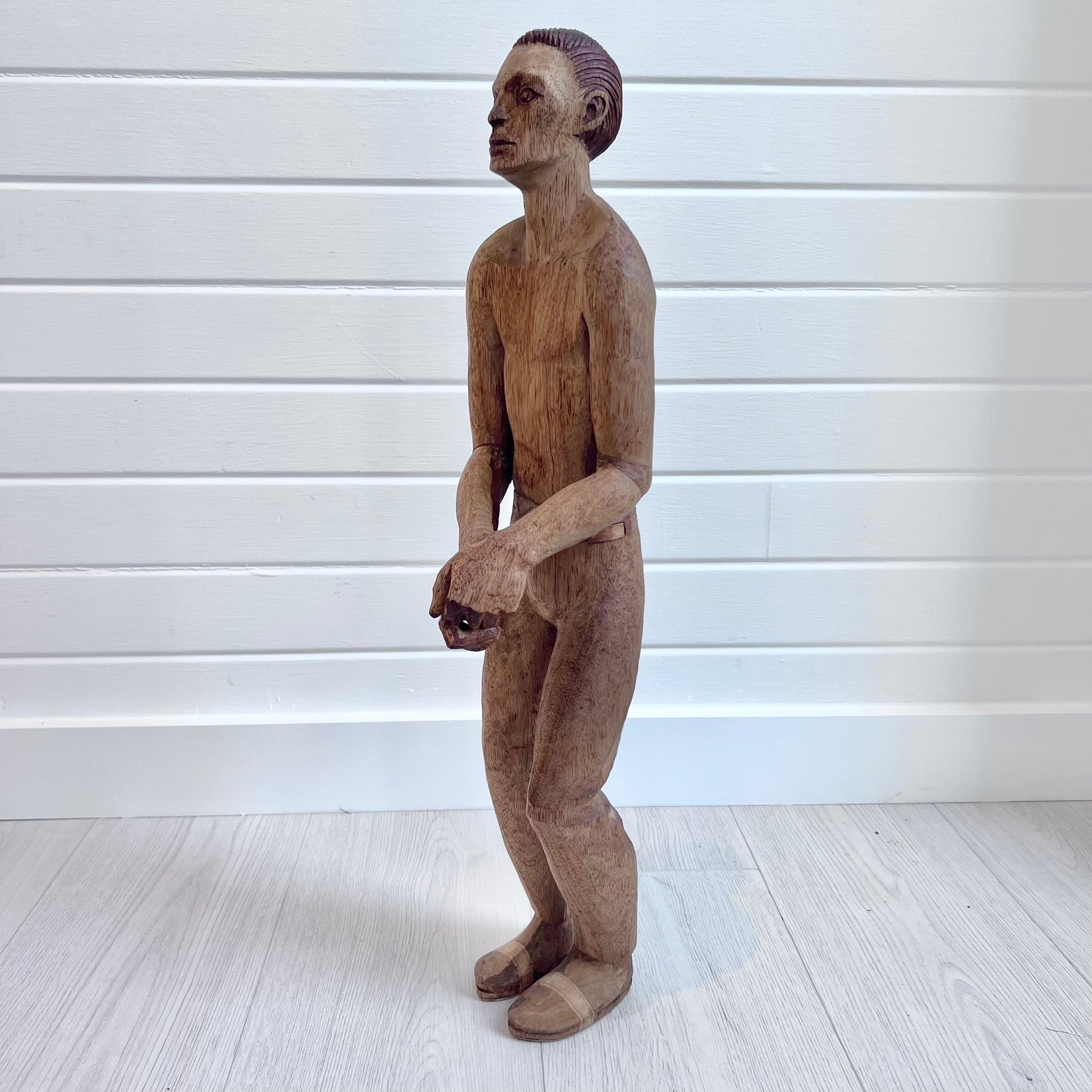 Antique Wooden Folk Art Male Figure, Early 20th century USA