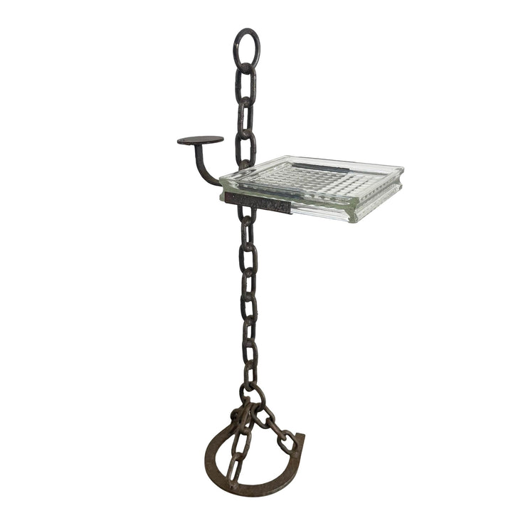 Chain Link Iron and Glass Standing Catchall
