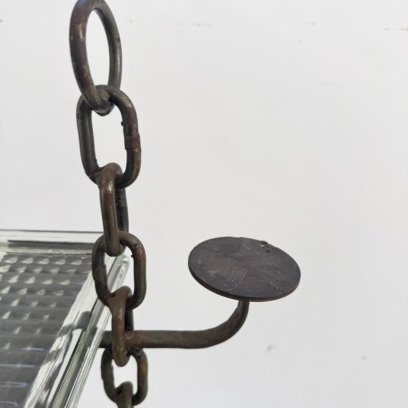 Chain Link Iron and Glass Standing Catchall