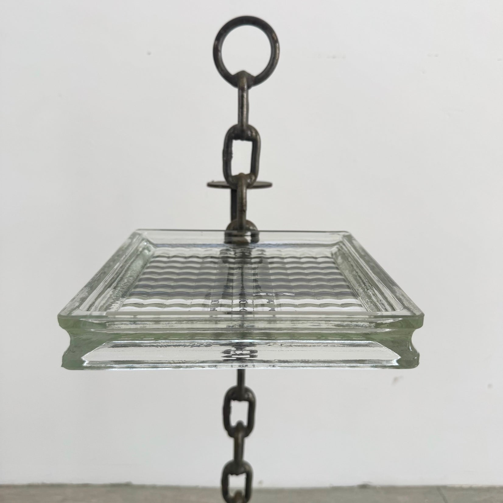 Chain Link Iron and Glass Standing Catchall