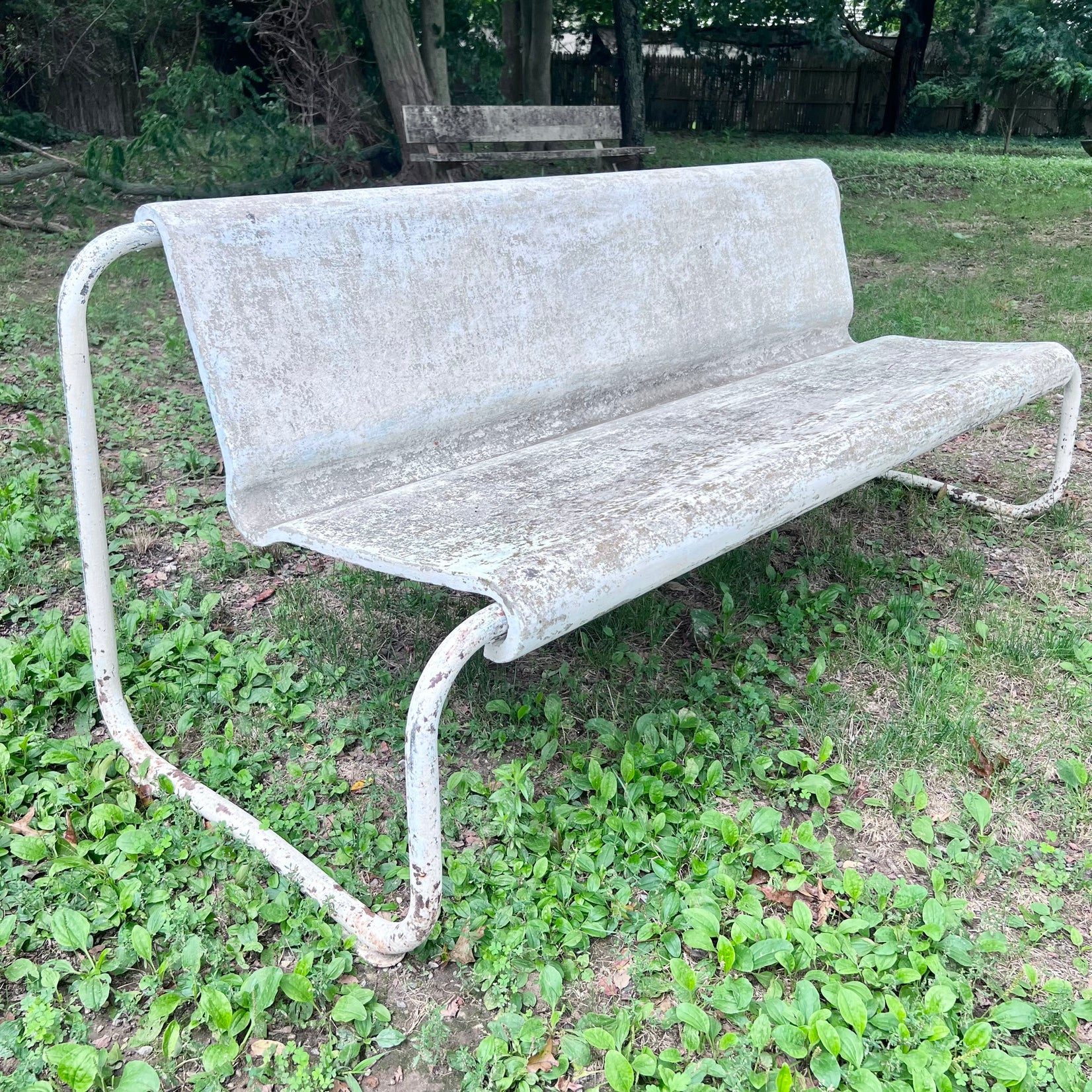 Willy Guhl Concrete and Steel Floating Bench, 1960s Switzerland