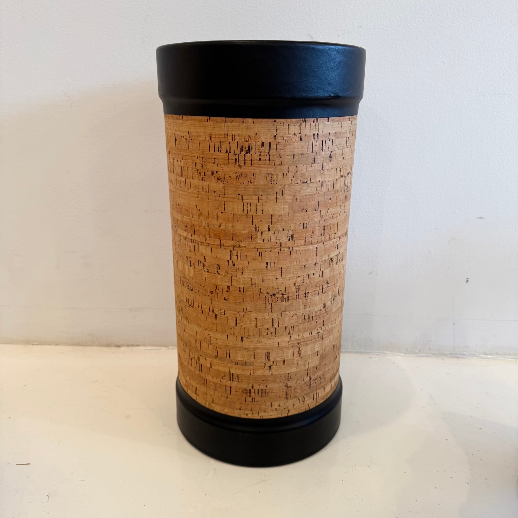 Cork and Leather Waste Basket/ Umbrella Holder