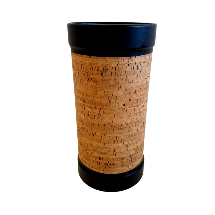 Cork and Leather Waste Basket/ Umbrella Holder