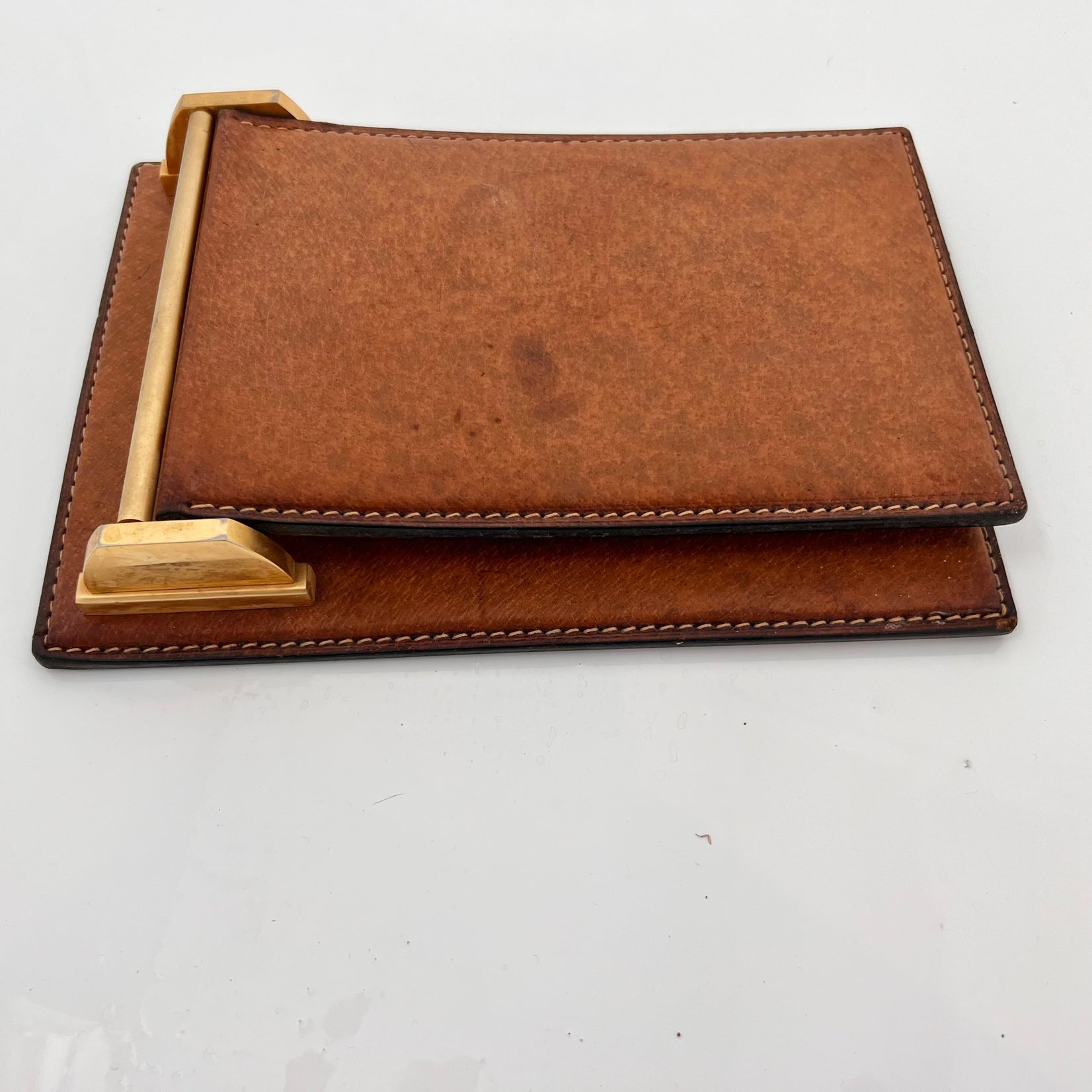 Gucci Leather and Brass Note Pad, 1980s Italy