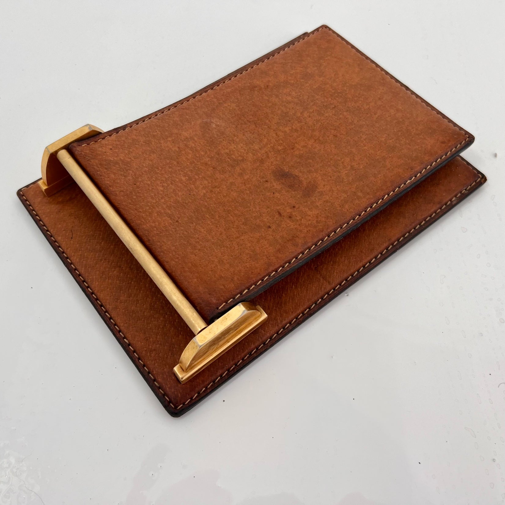 Gucci Leather and Brass Note Pad, 1980s Italy