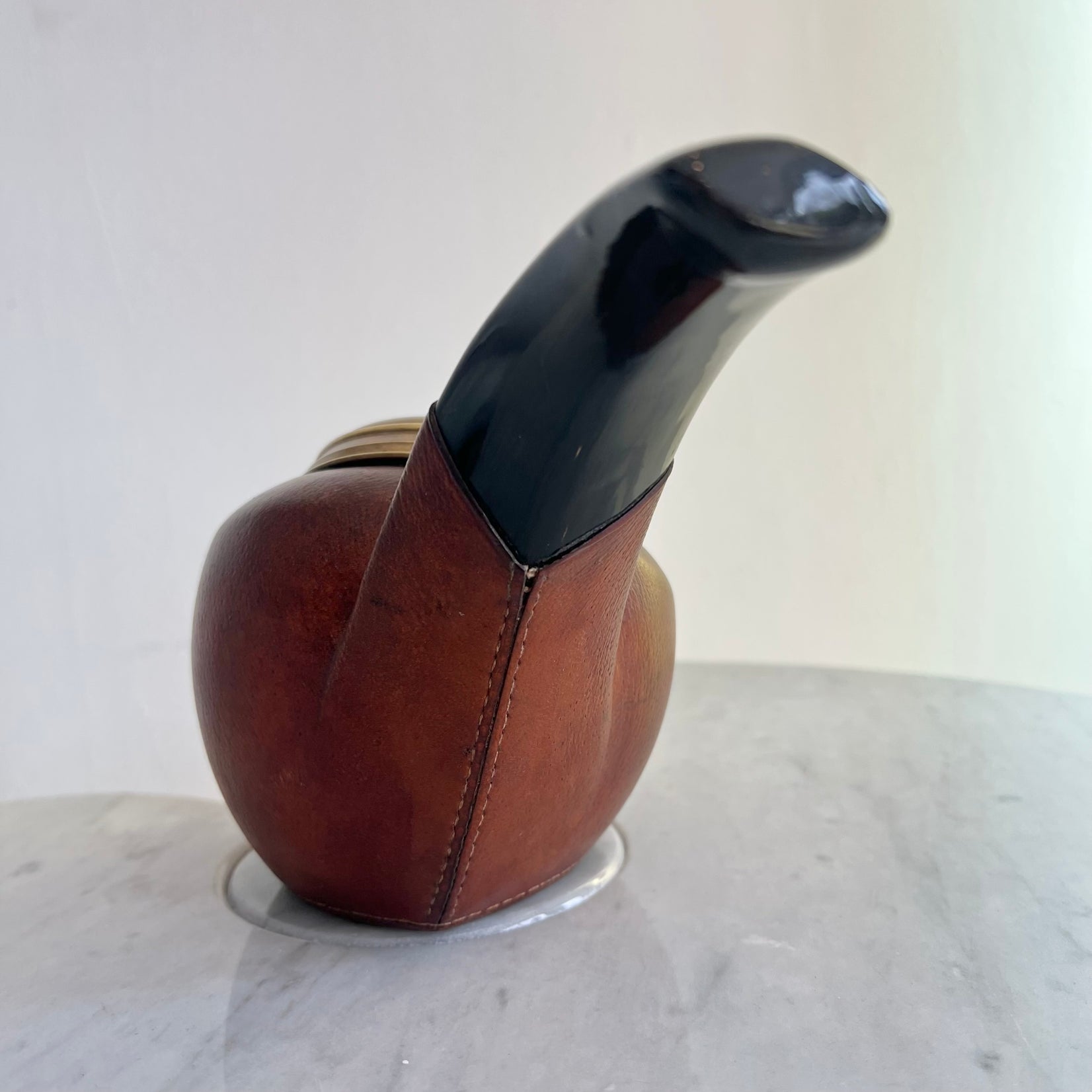 Longchamp Leather Pipe Cigarette Dispenser, 1960s France