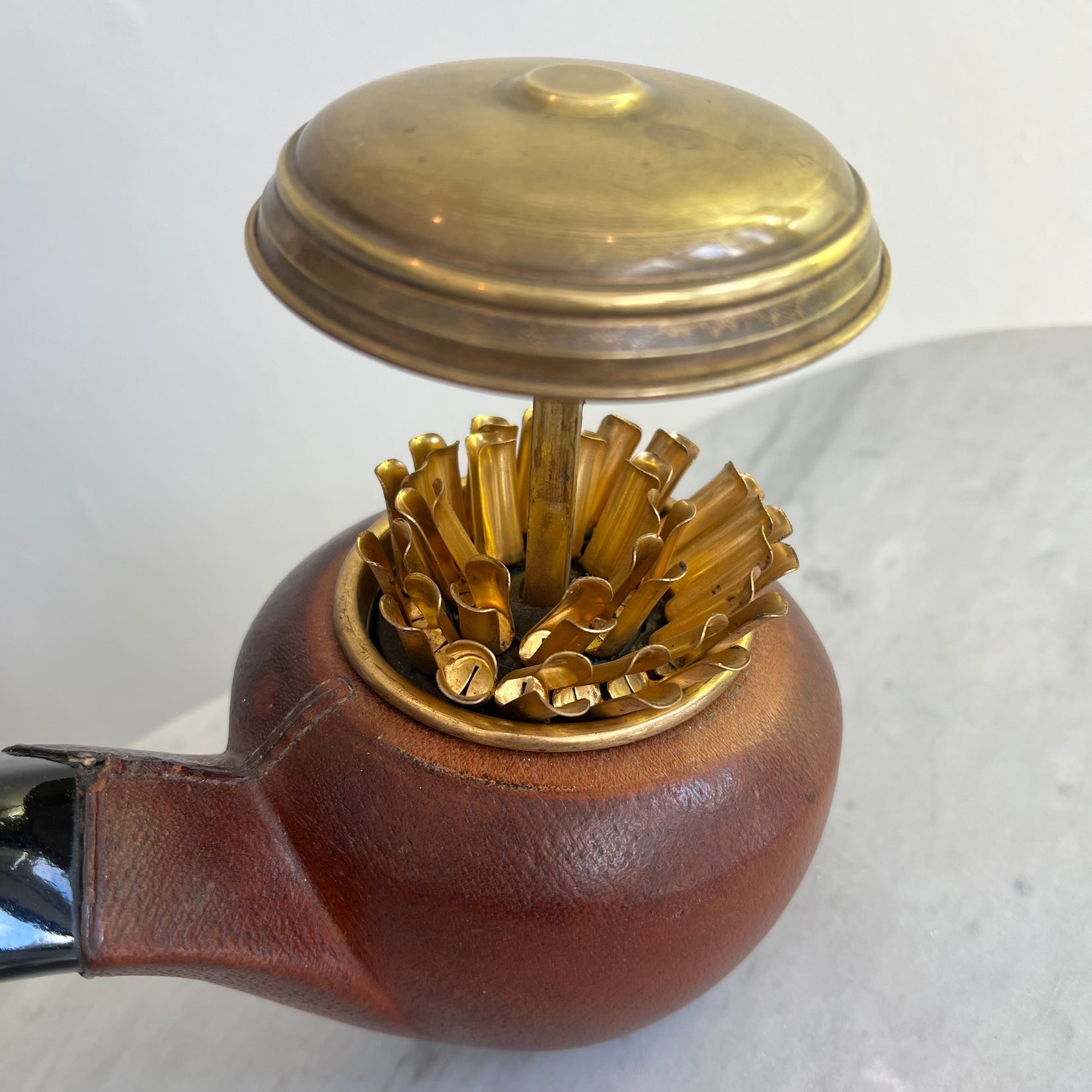 Longchamp Leather Pipe Cigarette Dispenser, 1960s France