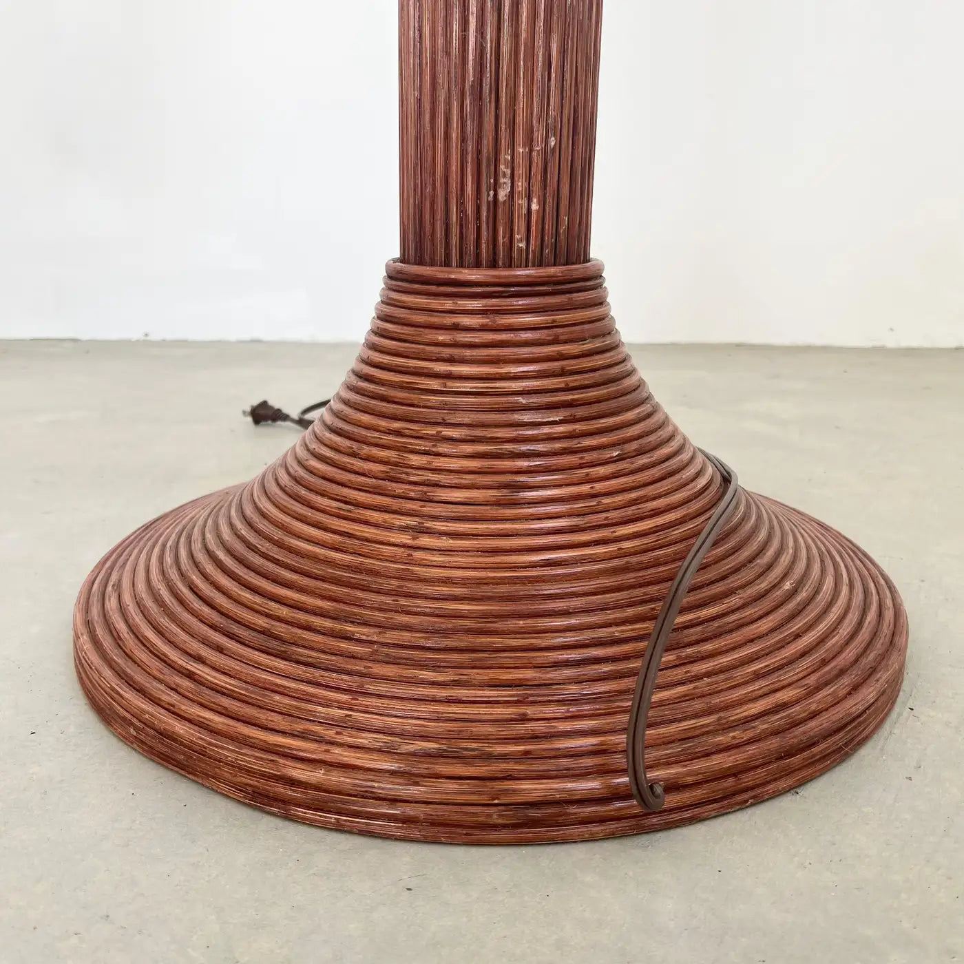 Rattan and Wicker Palm Tree Floor Lamp, 1970s, United States