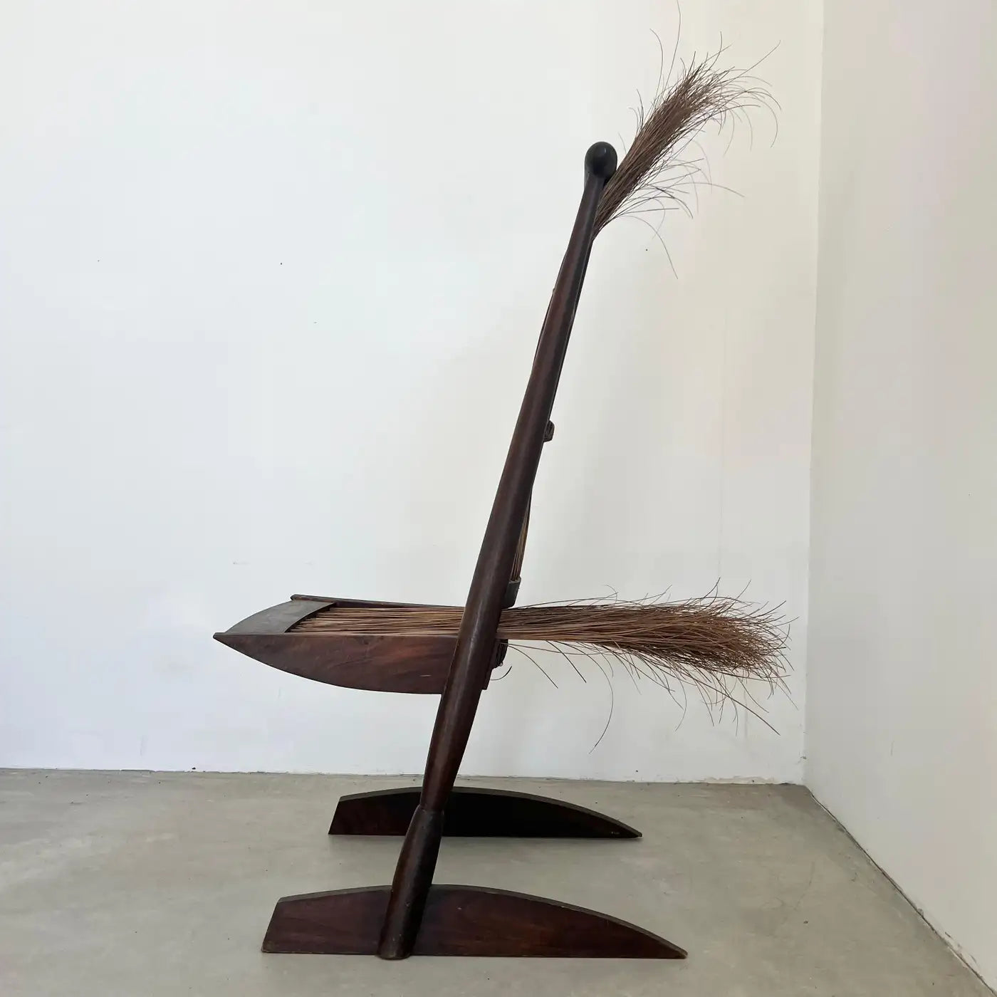 Sculptural Rattan and Wooden Chair, 1960s, Italy