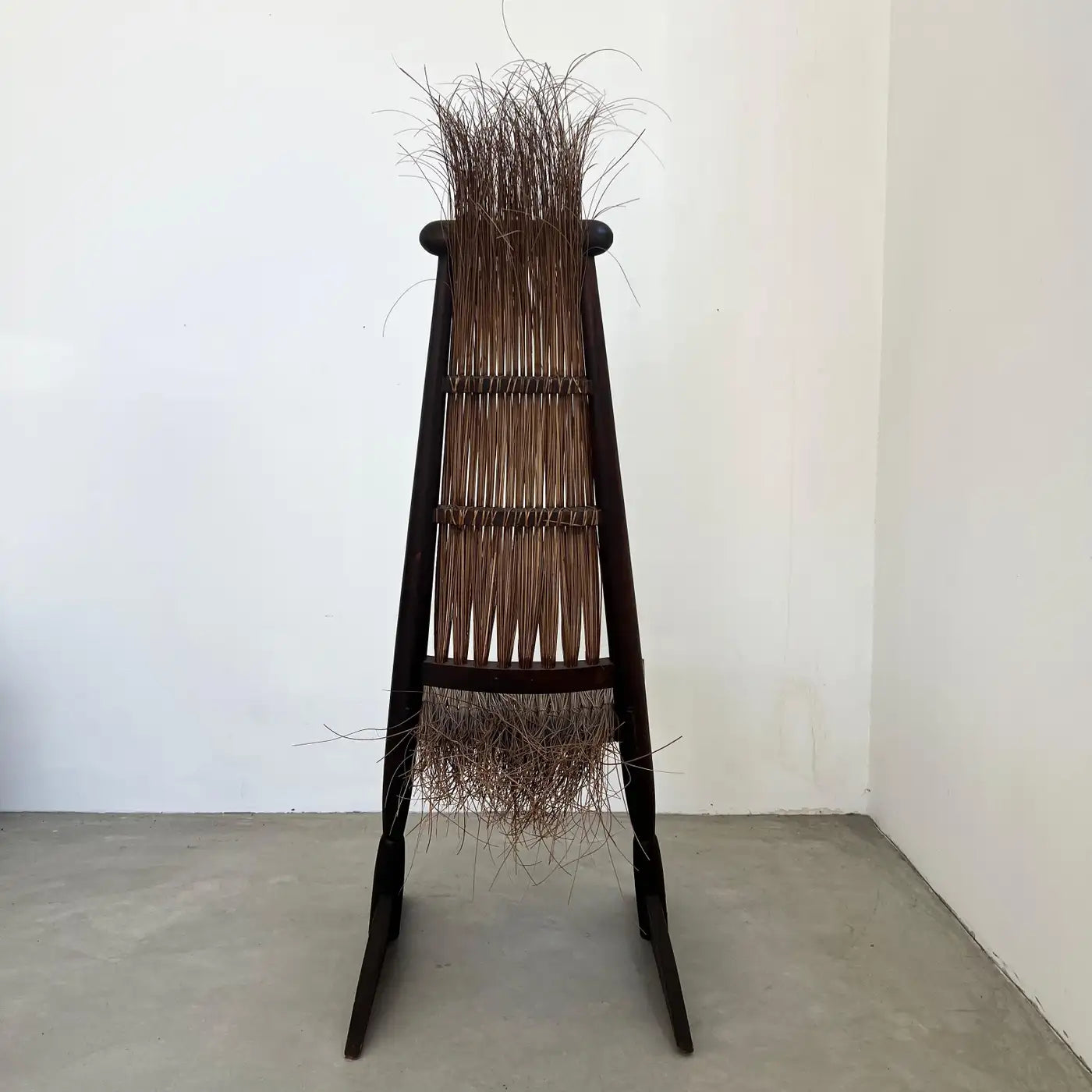 Sculptural Rattan and Wooden Chair, 1960s, Italy