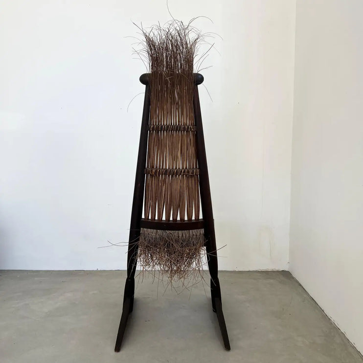 Sculptural Rattan and Wooden Chair, 1960s, Italy