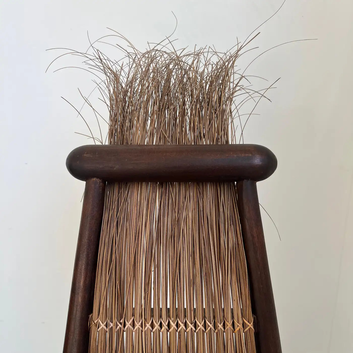 Sculptural Rattan and Wooden Chair, 1960s, Italy