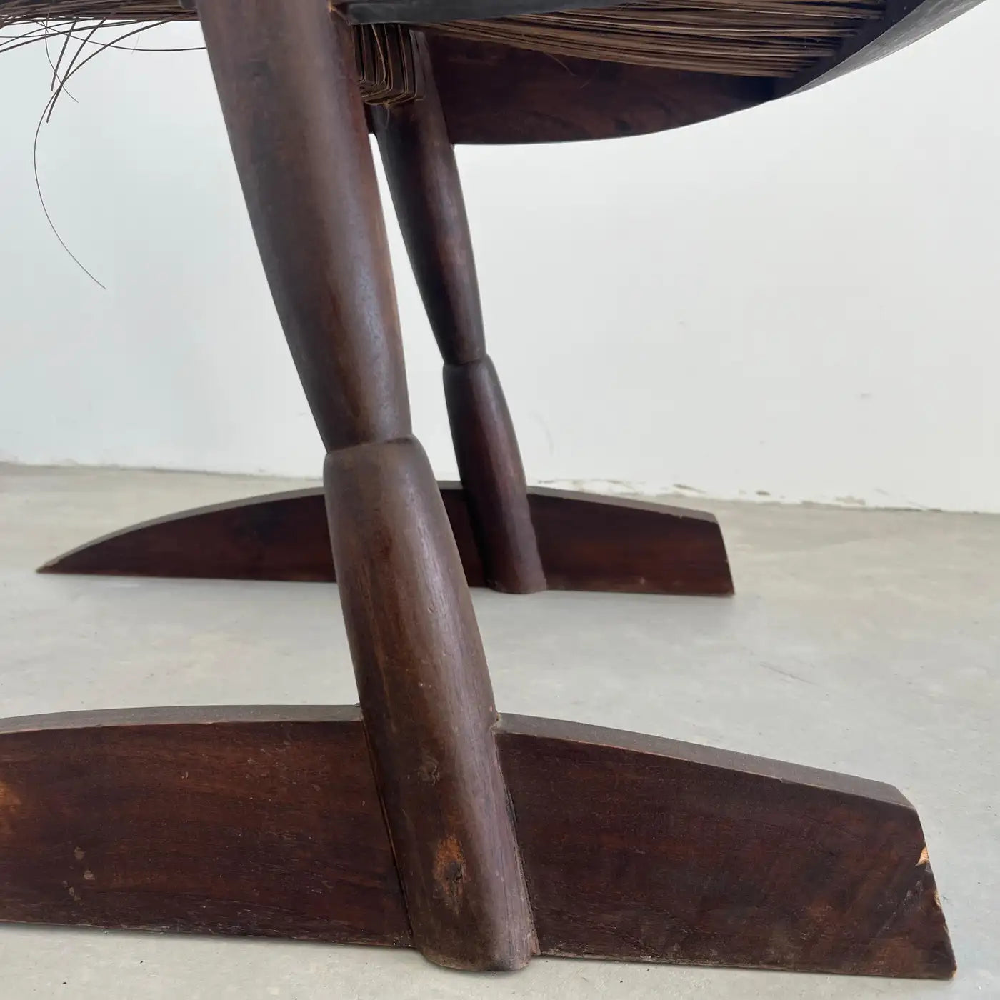 Sculptural Rattan and Wooden Chair, 1960s, Italy